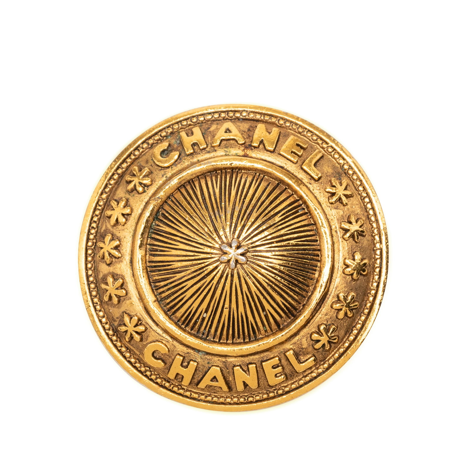Chanel Gold Plated Metal Round Brooch (1 of 3)