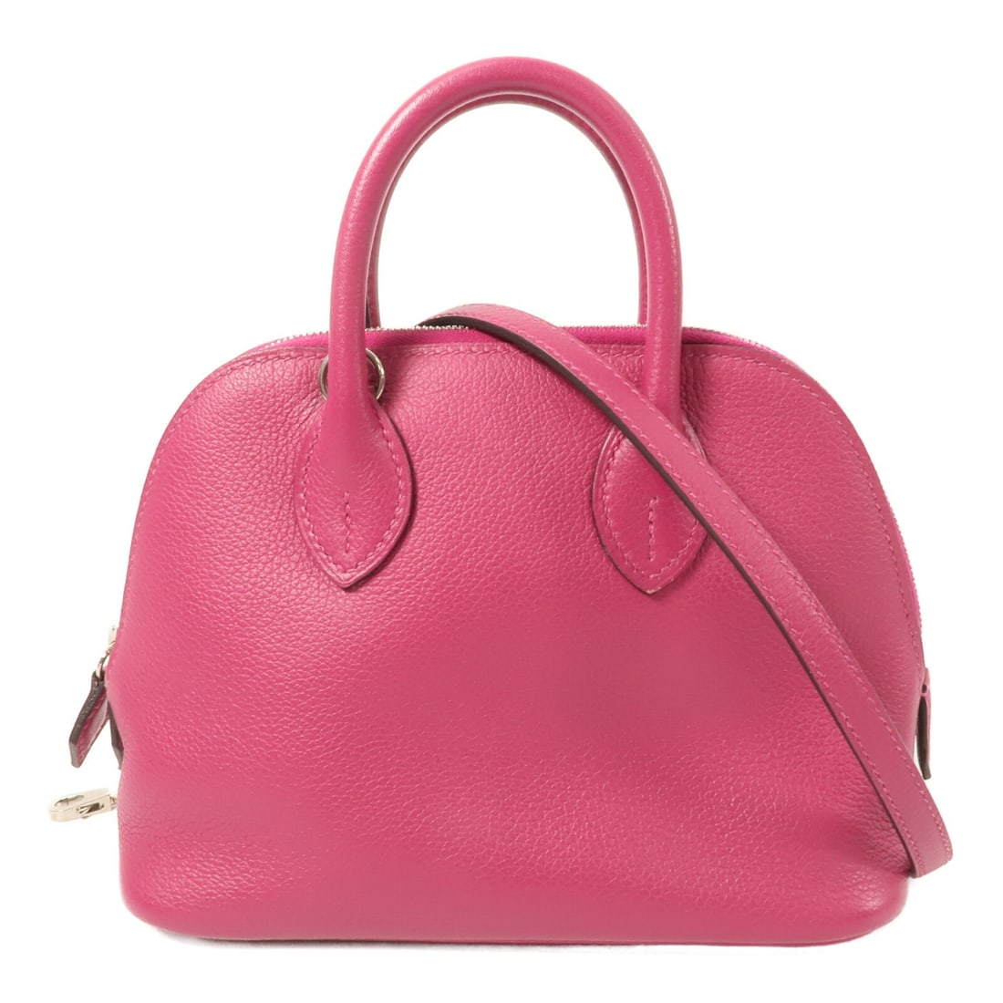 Hermes Mini Bolide 1923 Evercolor Calfskin 2 Way Bag Rose Pourpre PHW: Hermes Mini Bolide 1923 Evercolor Calfskin 2 Way Bag Rose Pourpre PHW A Hermes Mini Bolide 1923 2-way shoulder bag in Evercolor leather and calfskin, presented in Rose Pourpre / purple. Made in France