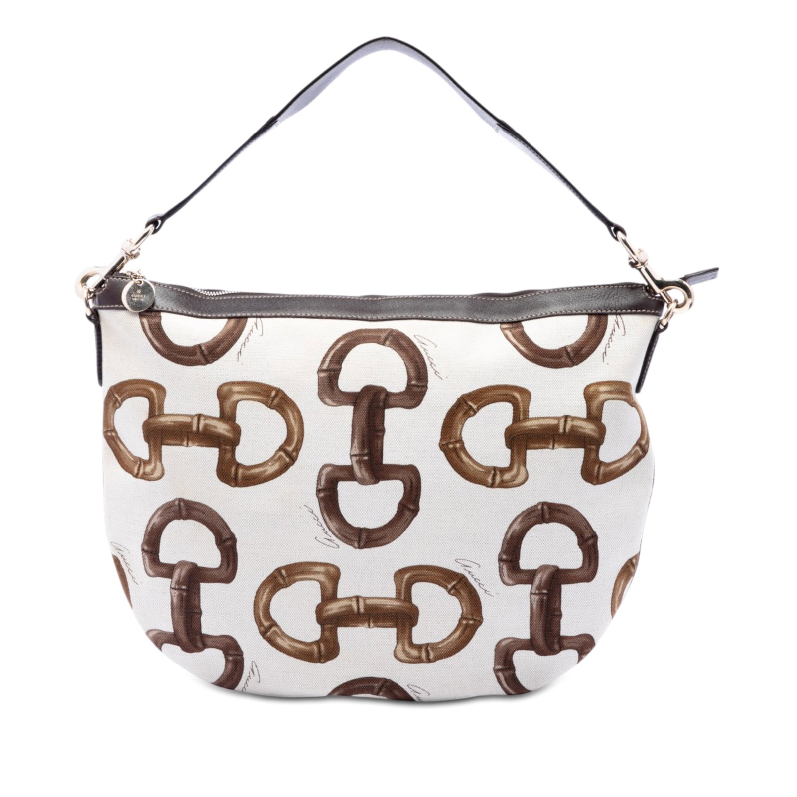 Gucci Horsebit Printed Canvas Hobo Bag White (1 of 6)
