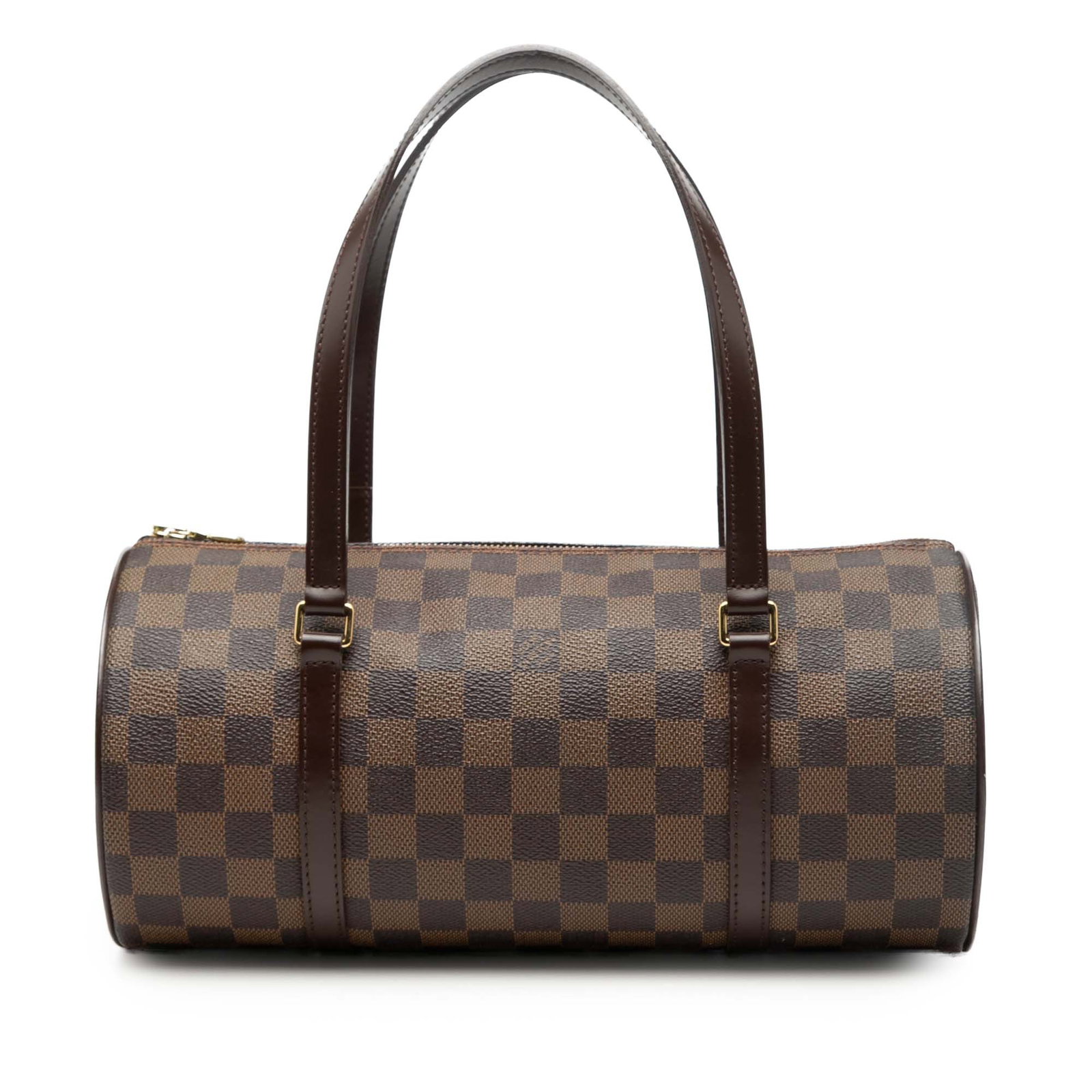 Louis Vuitton Damier Ebene 30 Papillon Bag: Louis Vuitton Damier Ebene 30 Papillon Bag This Louis Vuitton Damier Ebene Papillon 30 bag features the signature damier ebene canvas with leather trim, complemented by flat leather shoulder straps an