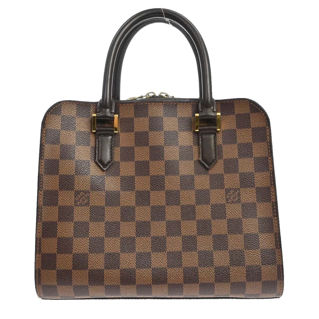 Louis Vuitton Triana Damier Ebene Canvas Satchel N51155: Louis Vuitton Triana Damier Ebene Canvas Satchel N51155 Vintage Louis Vuitton Triana handbag in Damier Ebene canvas and leather with a zip closure and double handles. This medium satchel style bag fea