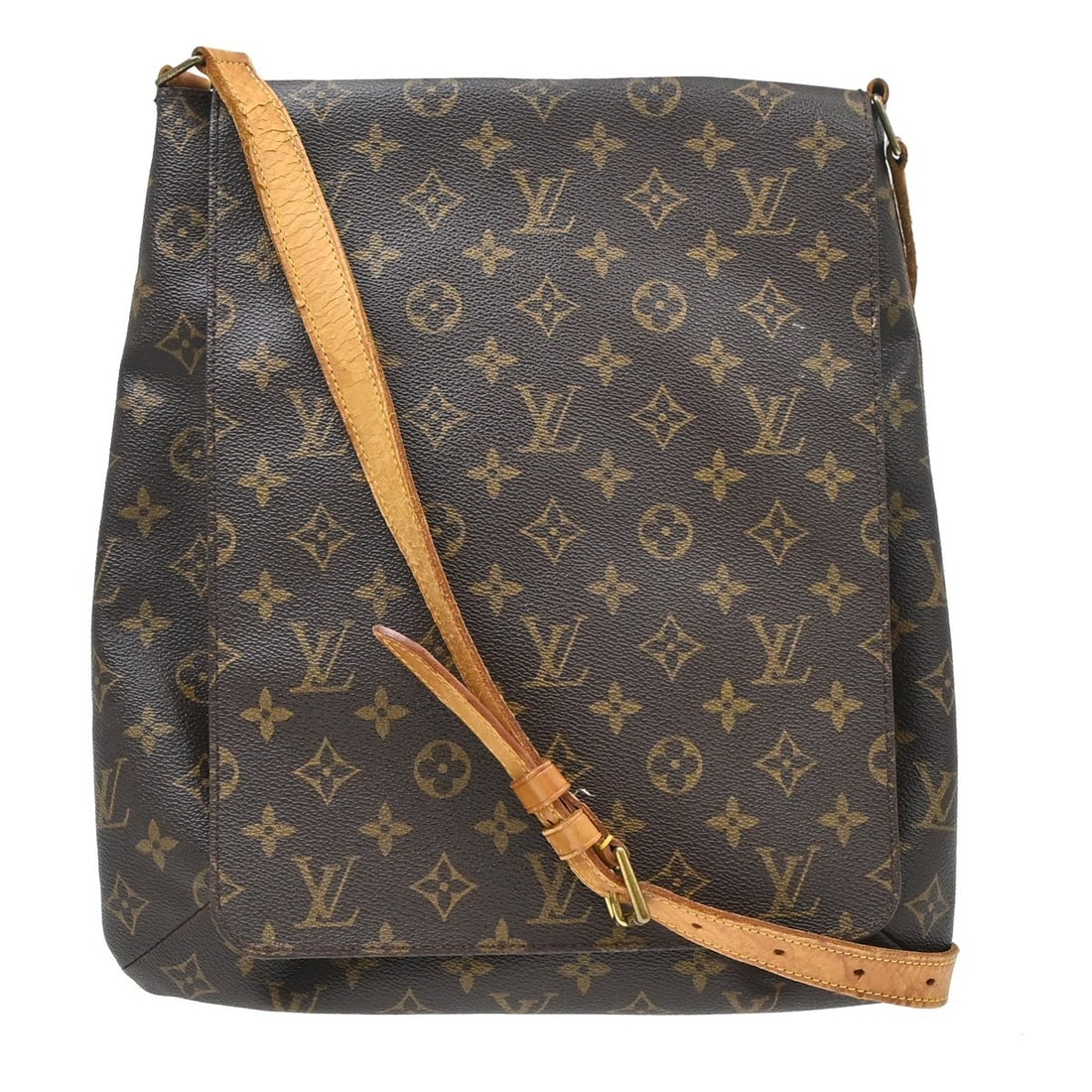 Louis Vuitton Musette Monogram Canvas Shoulder Bag M51256: Louis Vuitton Musette Monogram Canvas Shoulder Bag M51256 Vintage Louis Vuitton Musette shoulder bag in brown Monogram canvas with leather strap and zip closure. This women's medium bag shows reasonab