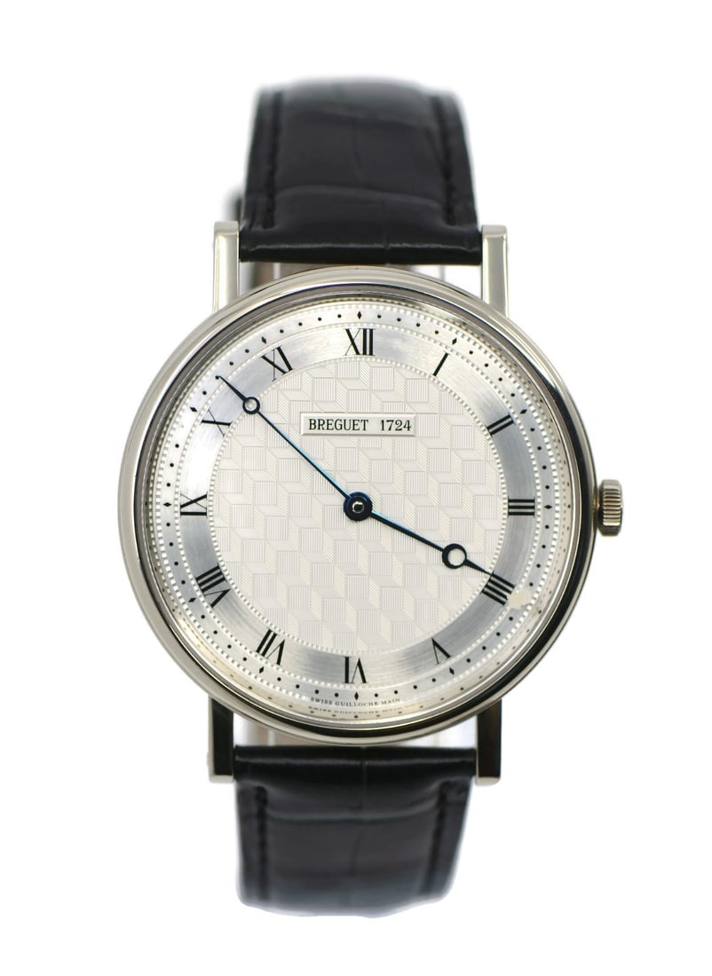 Breguet Classique 5967 Manual 18K White Gold Wristwatch with Box and Papers: Breguet Classique 5967 Manual 18K White Gold Wristwatch with Box and Papers This Breguet Classique wristwatch features a 41mm case crafted from 18K white gold and is powered by a mechanical manual mov