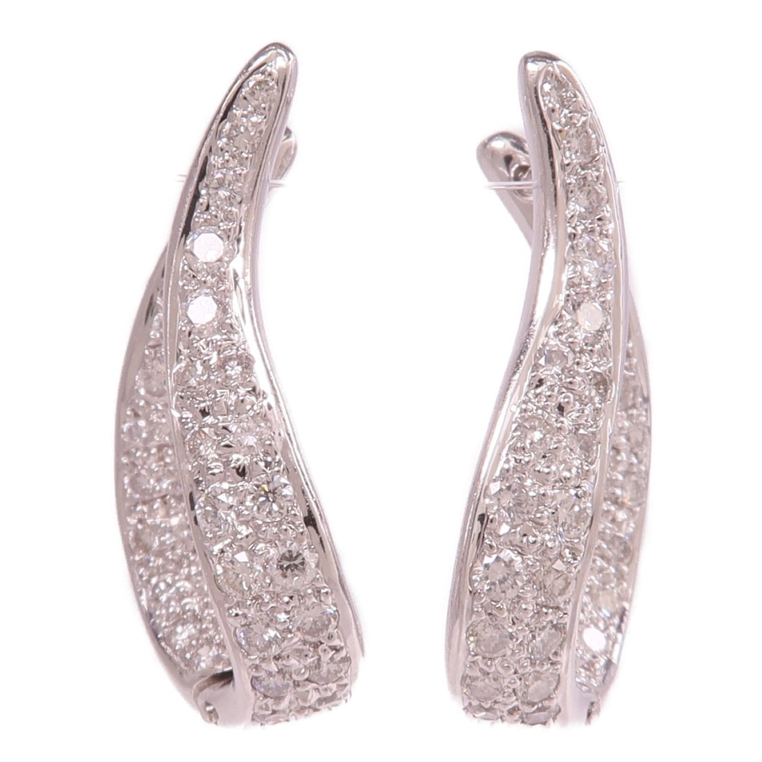 Pierced Diamond Earrings in 18K White Gold for Women: Pierced Diamond Earrings in 18K White Gold for Women Pierced earrings in K18WG white gold with diamond accents. The earrings are described as clear in color and intended for women. They were made in H
