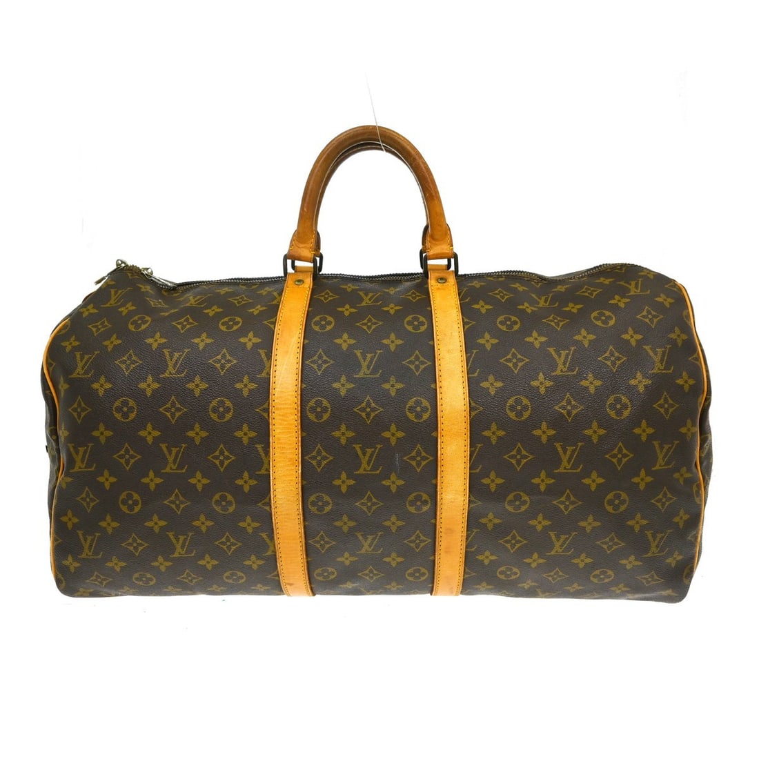 Louis Vuitton Keepall 55 Monogram Canvas Duffle Bag M41424: Louis Vuitton Keepall 55 Monogram Canvas Duffle Bag M41424 Vintage Louis Vuitton Keepall 55 travel handbag in Monogram canvas and leather, designed in a duffle style with a zip closure and double hand