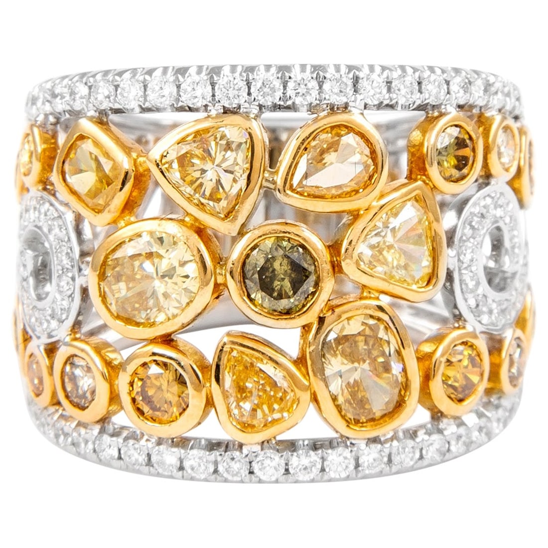 3.21ct Multi Color Diamond Ring 18k Two Tone GIA Appraised (1 of 5)