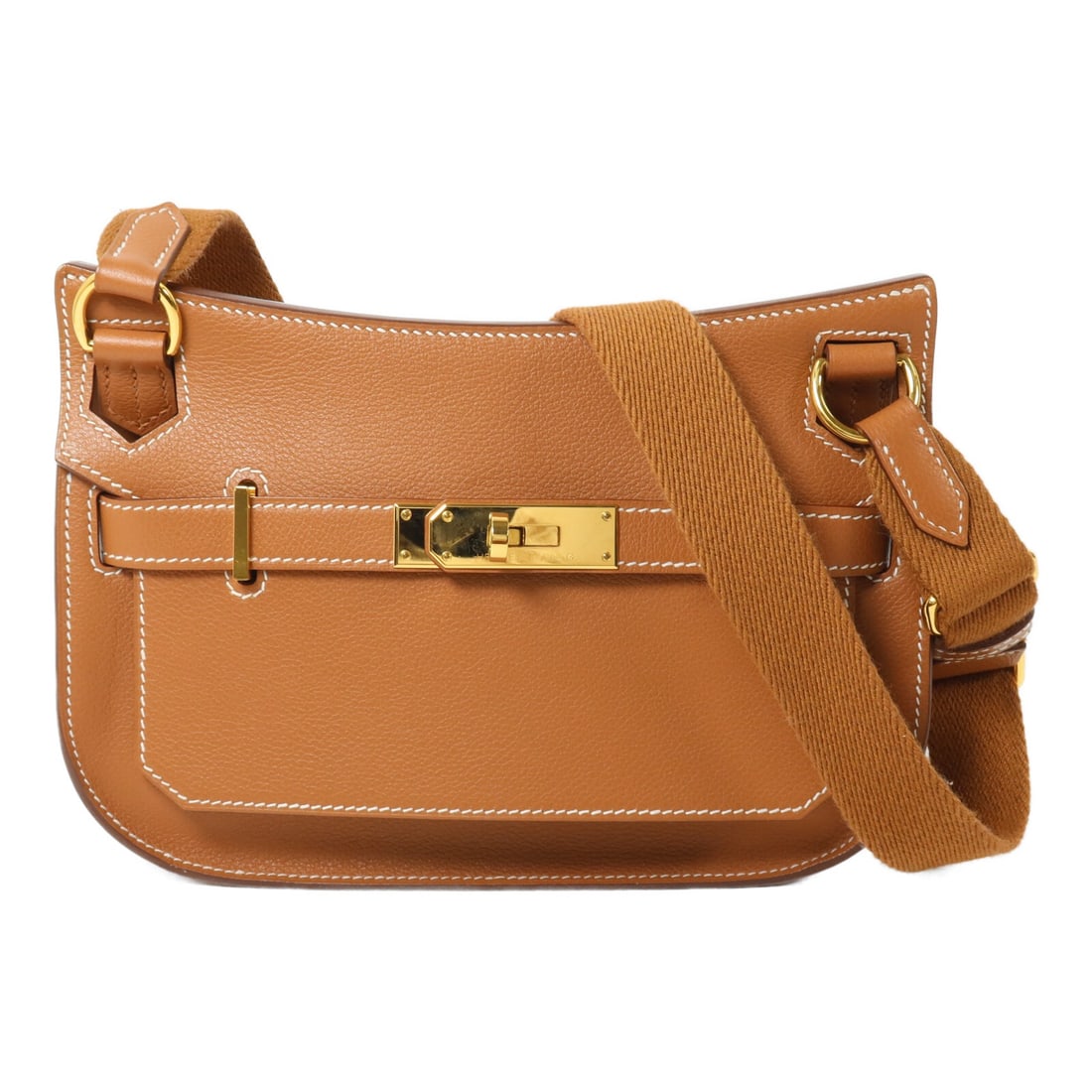 Hermes Mini Jypsiere Shoulder Bag Evercolor Calfskin Gold Tone Hardware: Hermes Mini Jypsiere Shoulder Bag Evercolor Calfskin Gold Tone Hardware A Hermes Mini Jypsiere shoulder bag crafted in Evercolor leather with calfskin trim, presented in gold and brown tones. It featu