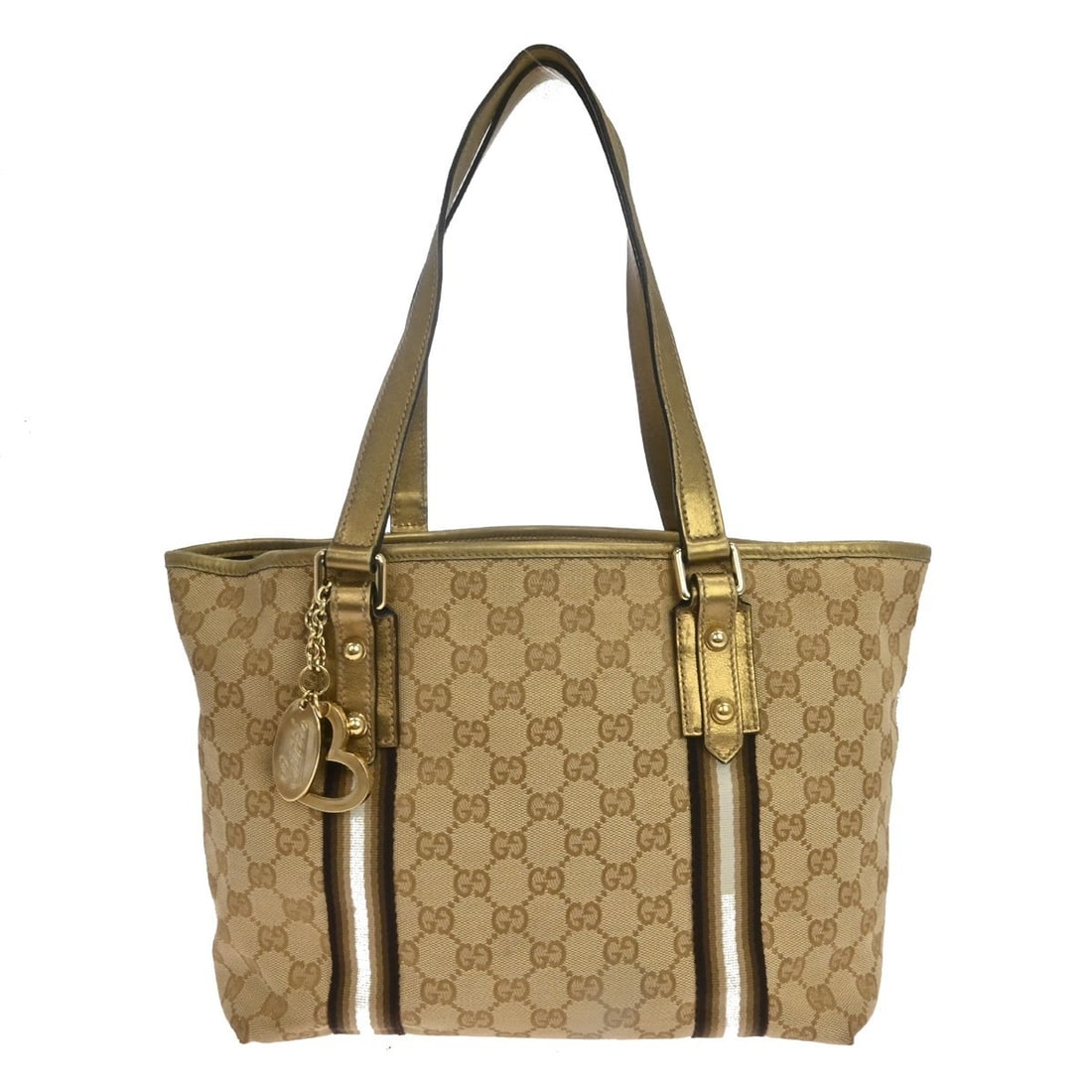 Gucci GG Small Beige Canvas Leather Handbag Pink Handles (1 of 14)