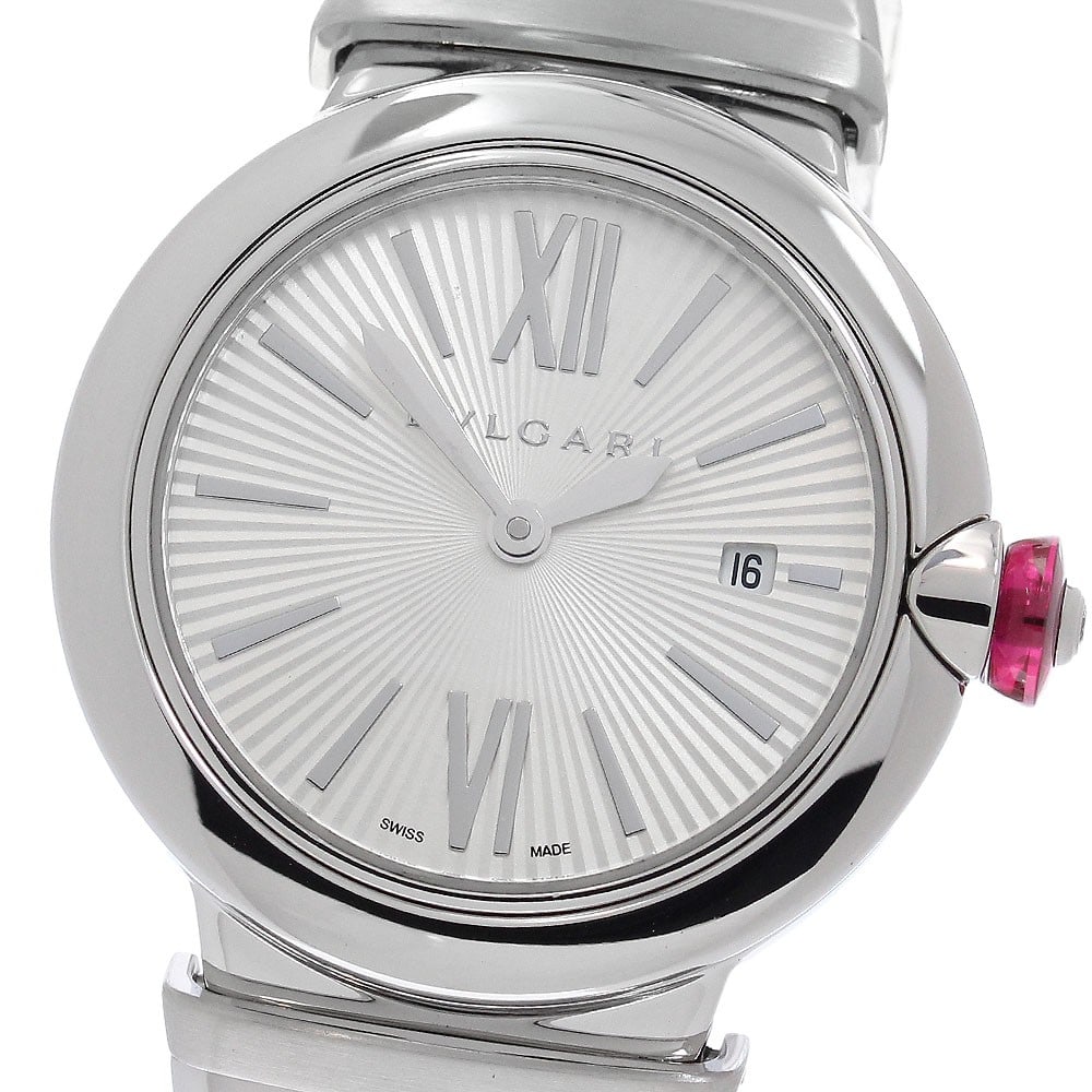 BVLGARI Lucea LU28S Ladies Quartz Date Wristwatch Steel: BVLGARI Lucea LU28S Ladies Quartz Date Wristwatch Steel BVLGARI Lucea Date quartz ladies wristwatch, model LU28S, made in Switzerland. This pre-owned watch features a stainless steel case and stainles
