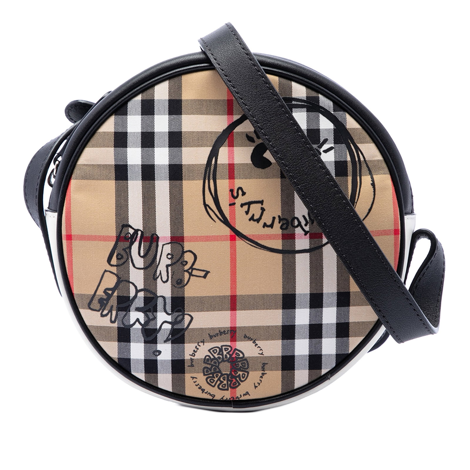 Burberry Round Crossbody Bag House Check Canvas Calfskin Cartoon Print (1 of 6)