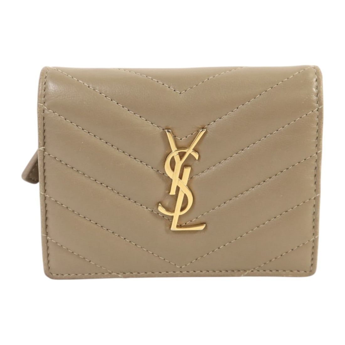 Saint Laurent 668290 bi fold wallet gray lambskin leather: Saint Laurent 668290 bi fold wallet gray lambskin leather This SAINT LAURENT bi-fold wallet is made from lambskin (sheep leather) in gray with beige accents. It is designed for women and features a ho