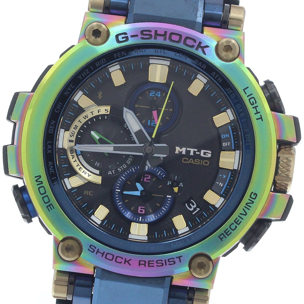 CASIO G-SHOCK MT-G 20th Anniversary Solar Radio Controlled Watch: CASIO G-SHOCK MT-G 20th Anniversary Solar Radio Controlled Watch This is a Casio G-SHOCK MT-G 20th Anniversary Edition men's wristwatch, model MTG-B1000RB-2AJR. The watch features a robust stainless s