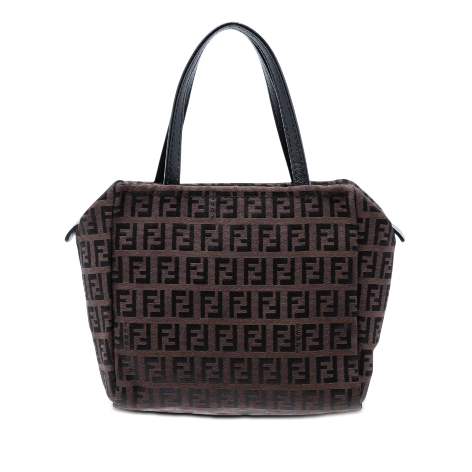 Fendi Zucchino Canvas Mini Brown Zip Handbag (1 of 7)