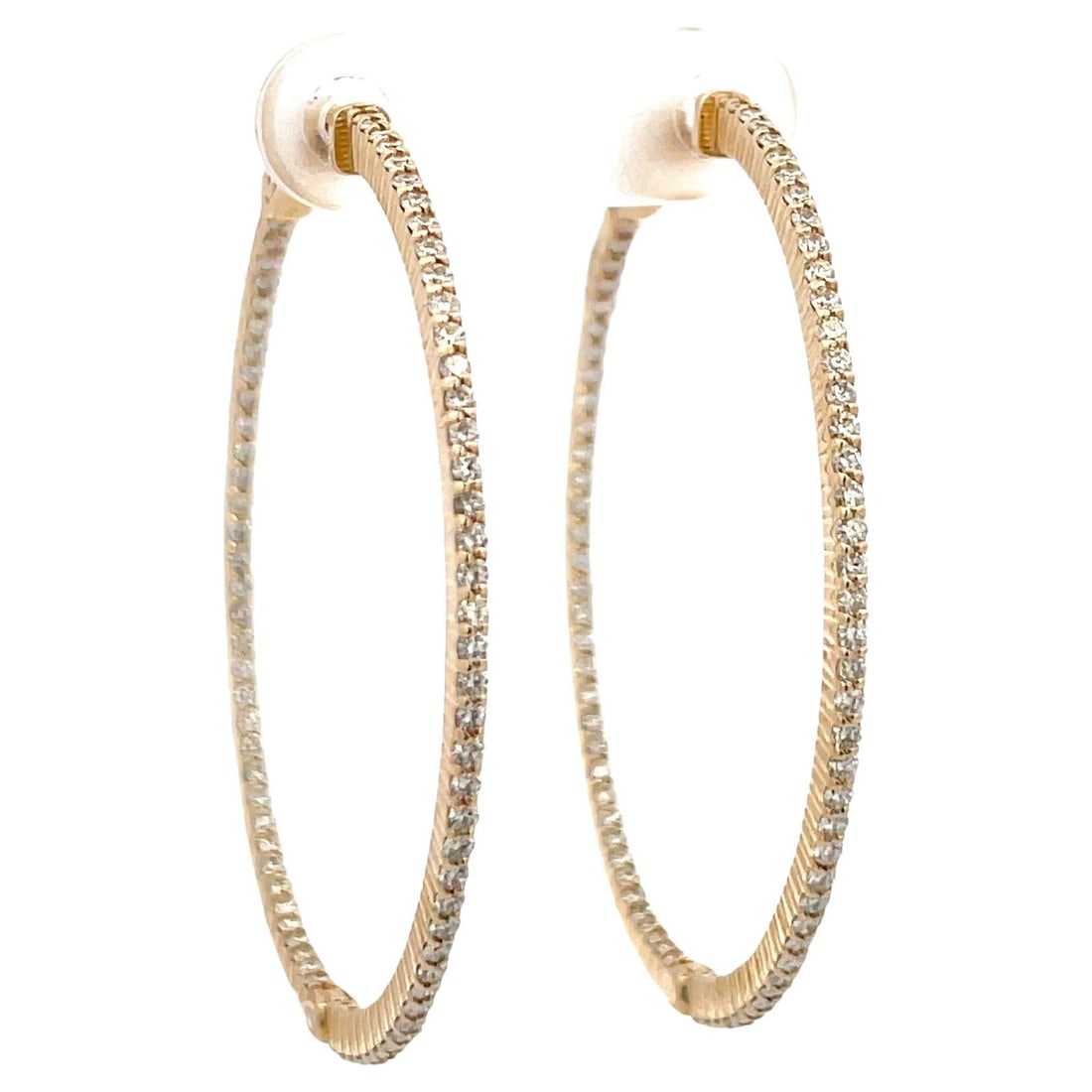Harbor Diamonds 1.56 Carat Diamond Hoop Earrings in 14K Yellow Gold 1.75 Inch (1 of 18)