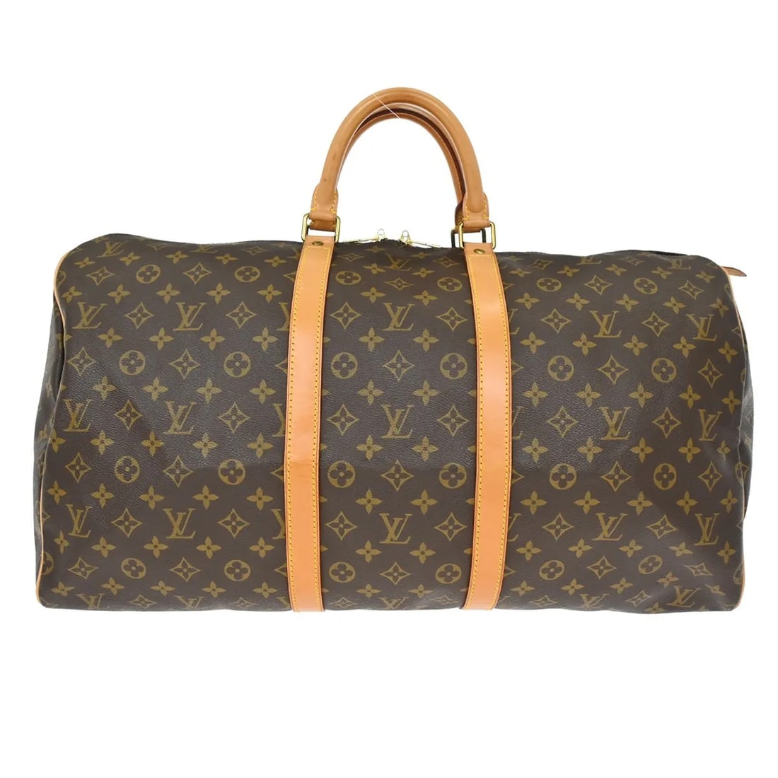 Louis Vuitton Monogram Canvas Keepall Travel Bag: Louis Vuitton Monogram Canvas Keepall Travel Bag This Louis Vuitton Keepall Bag features the iconic Monogram canvas in brown and is designed for unisex use. Made in France, the bag is crafted from dur