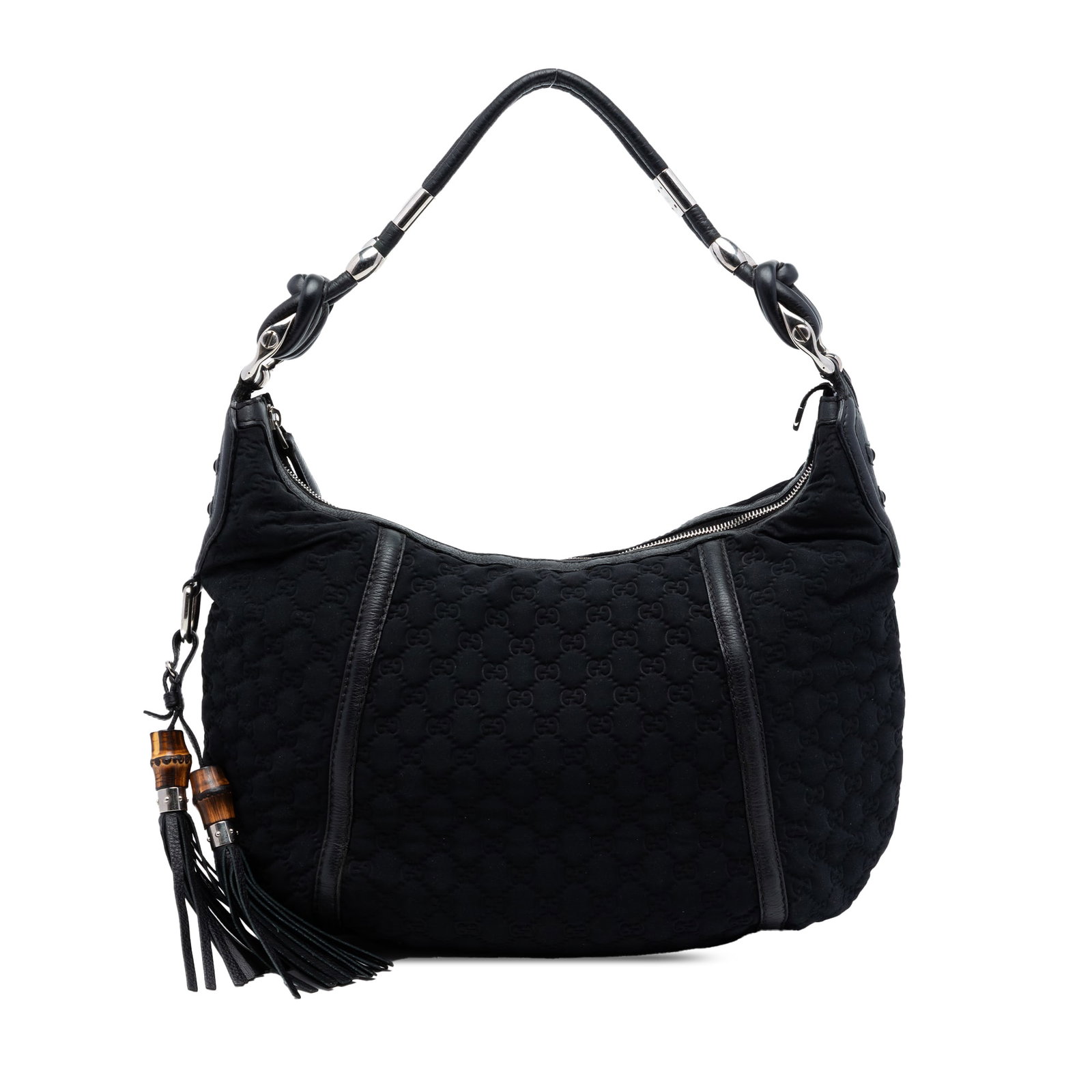 Gucci Guccissima Techno Horsebit Hobo Bag Black Neoprene: Gucci Guccissima Techno Horsebit Hobo Bag Black Neoprene This Gucci Guccissima Neoprene Techno Horsebit Hobo is crafted with an embossed neoprene body and leather trim for a streamlined look. It featu