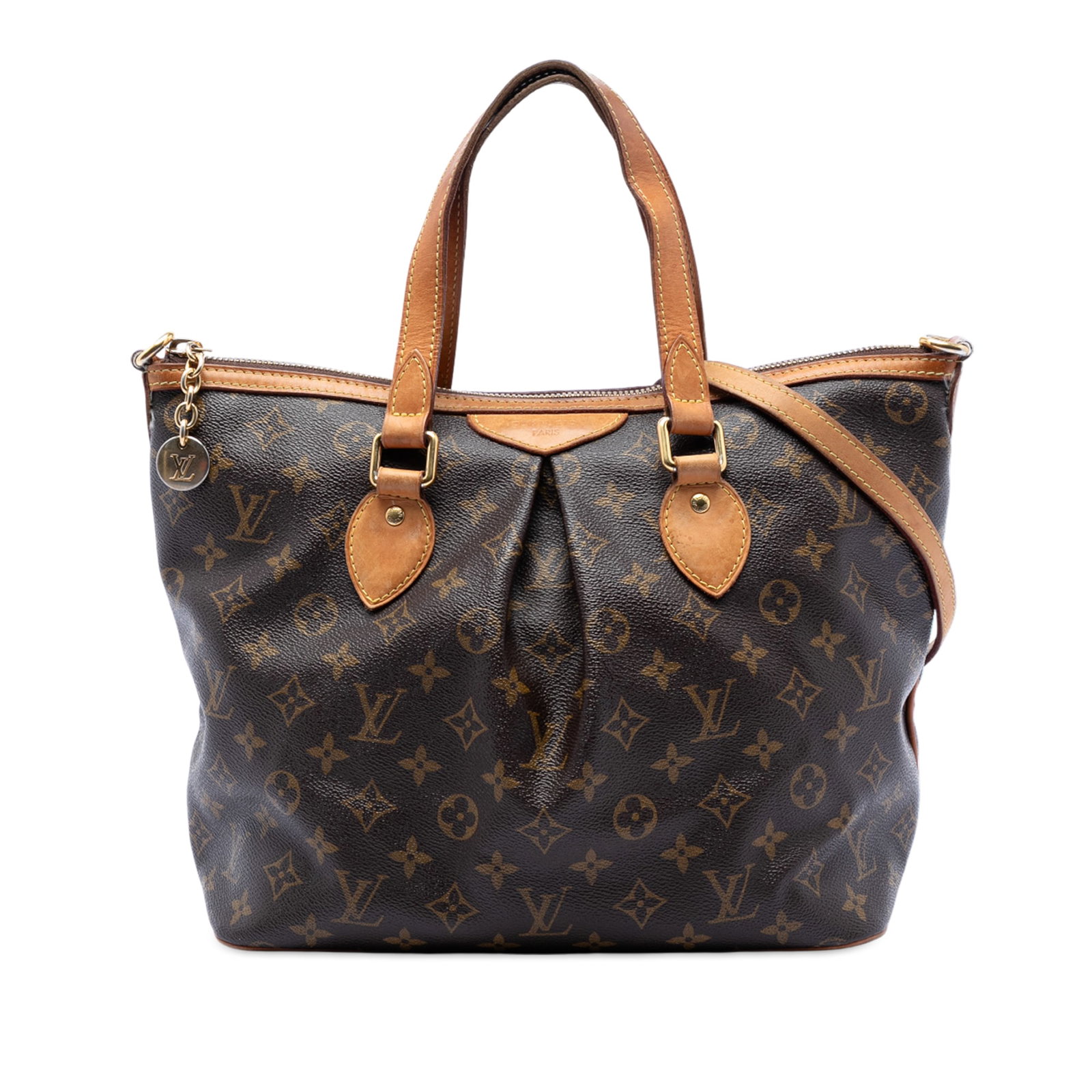 Monogram Palermo PM Tote Bag with Vachetta Leather Trim by Louis Vuitton: Monogram Palermo PM Tote Bag with Vachetta Leather Trim by Louis Vuitton The Louis Vuitton Monogram Palermo PM features a monogram canvas body with vachetta leather trim, flat vachetta leather handles