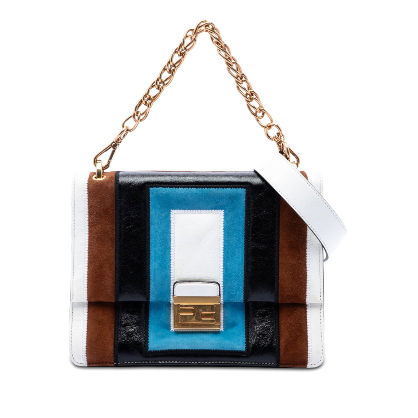 Fendi Kan U Colorblock Satchel in Suede and Leather (1 of 6)