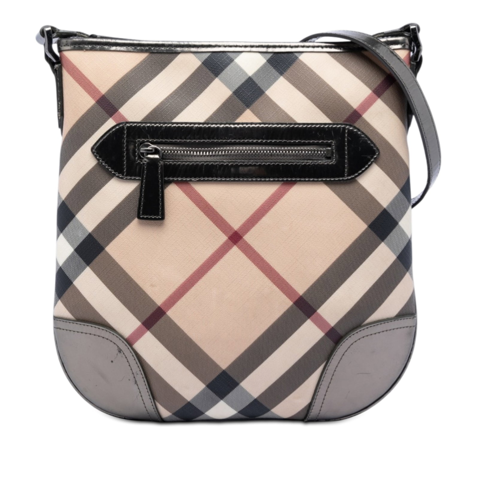 Dryden Crossbody Bag in Supernova Check Coated Canvas with Patent Trim (1 of 7)