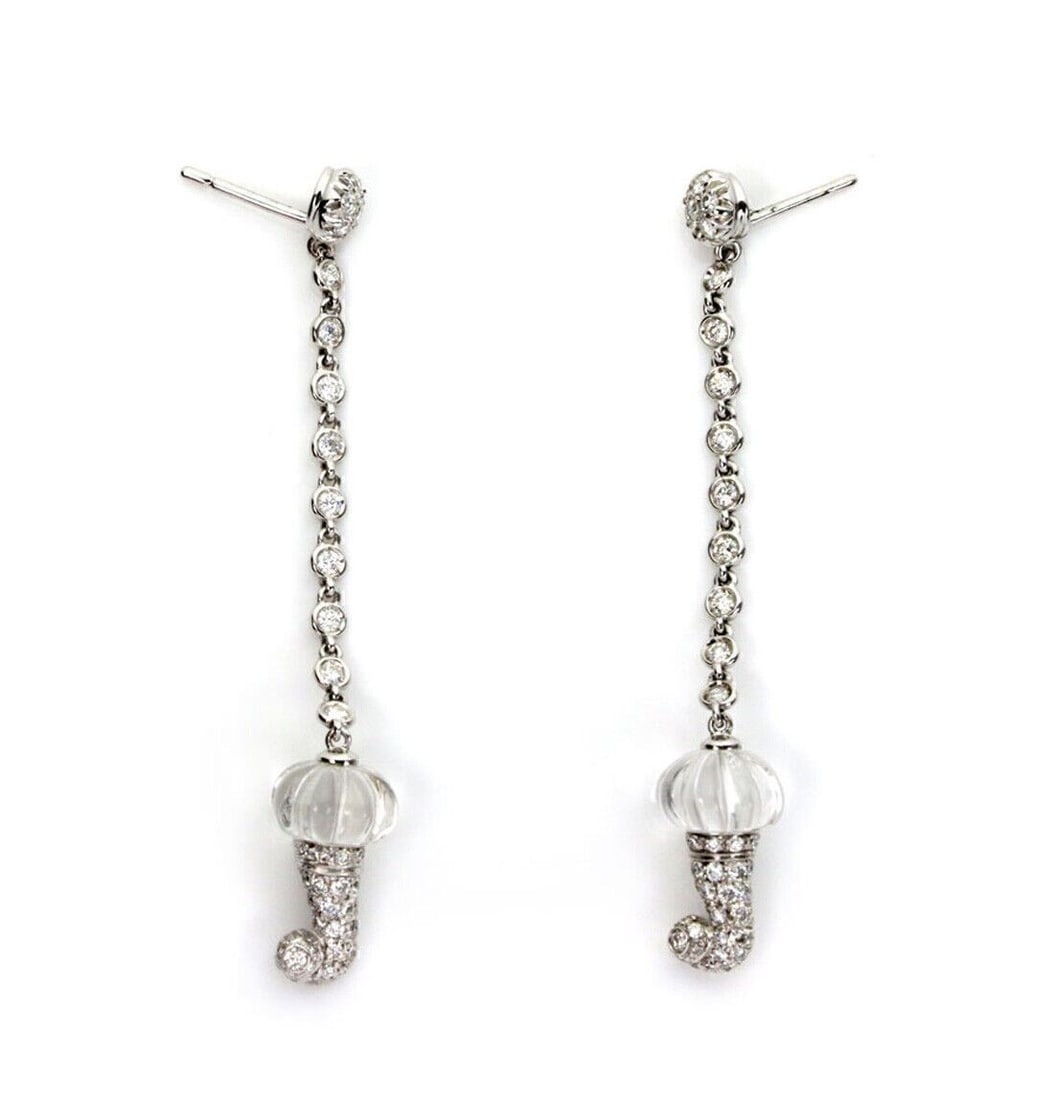 18k White Gold Chantecler Clear Quartz Diamond Dangle Earrings (1 of 4)