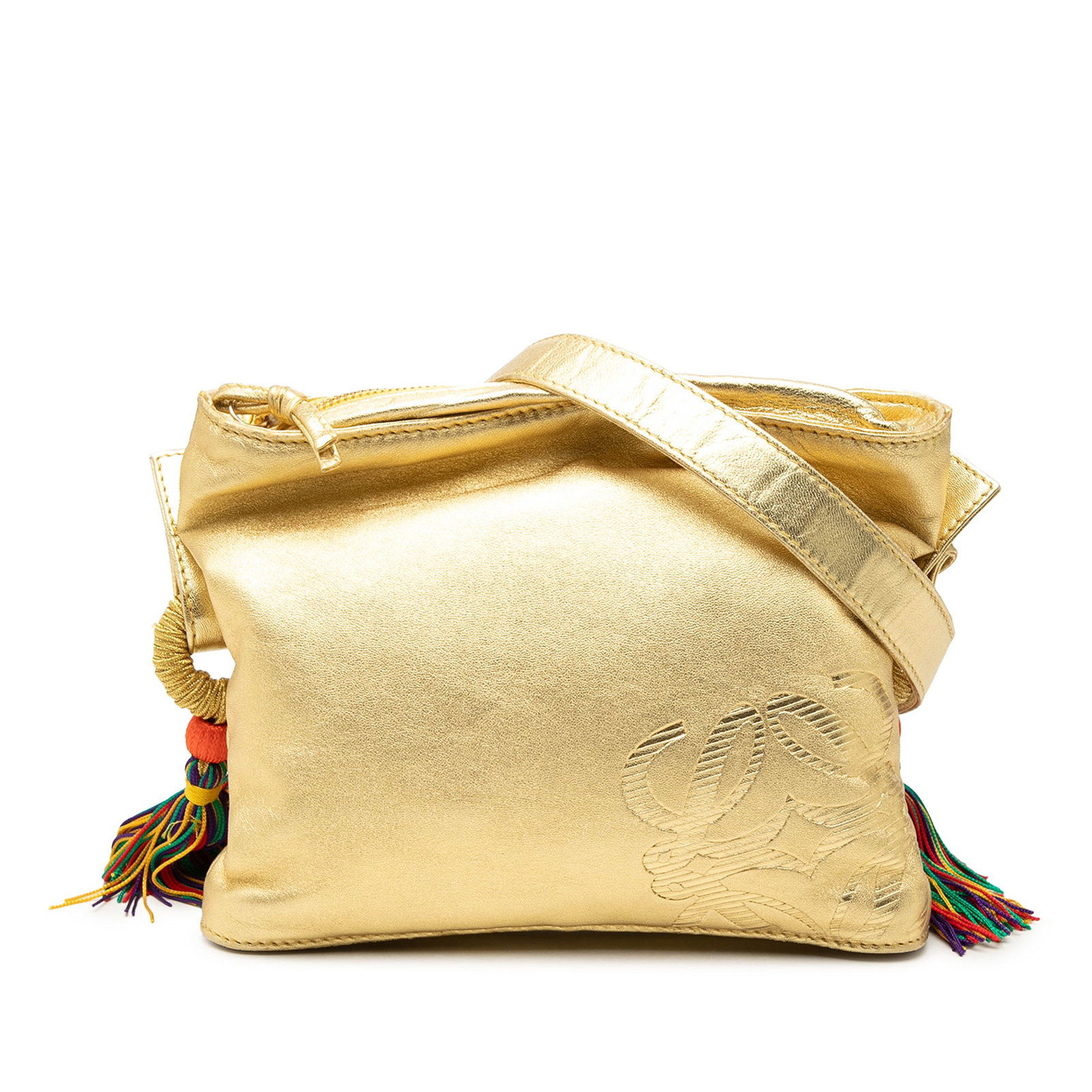LOEWE Flamenco Tassel Leather Crossbody Bag Gold (1 of 6)