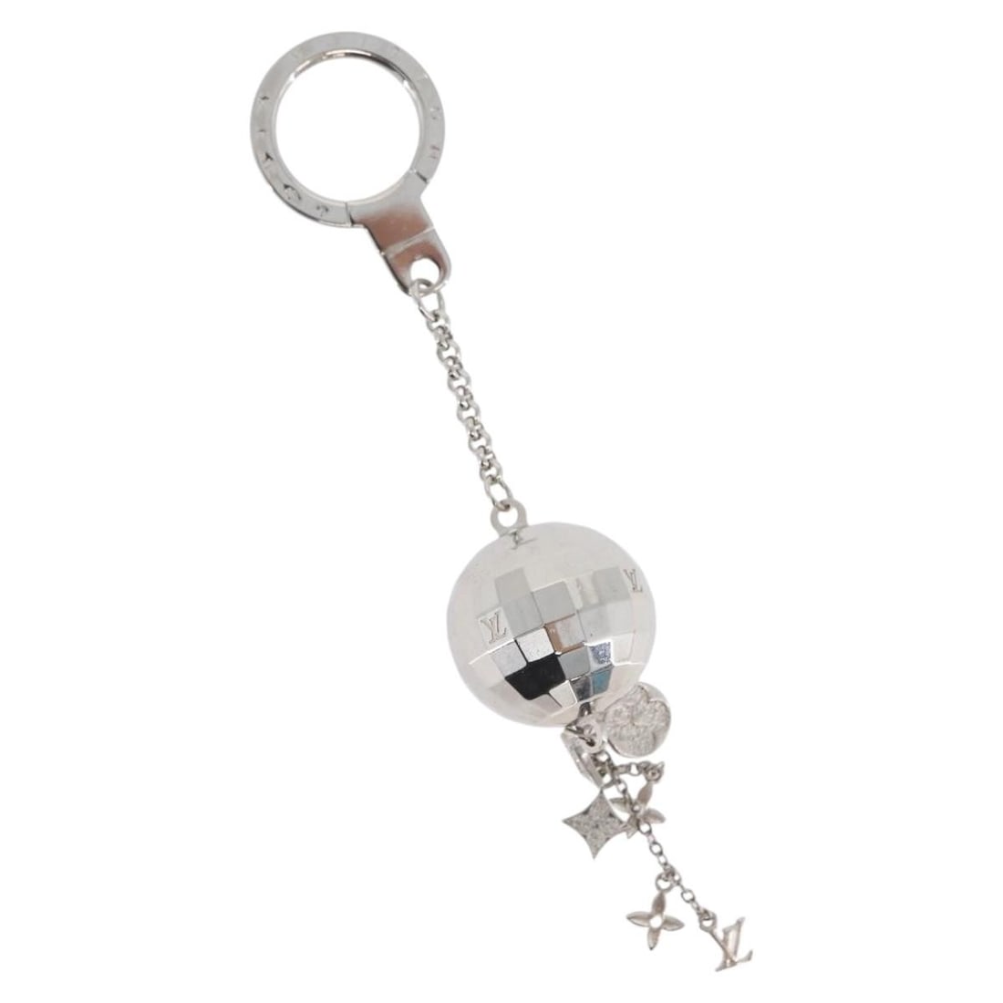 Mirror Ball Silver Metal Key Holder Louis Vuitton M65378 (1 of 11)
