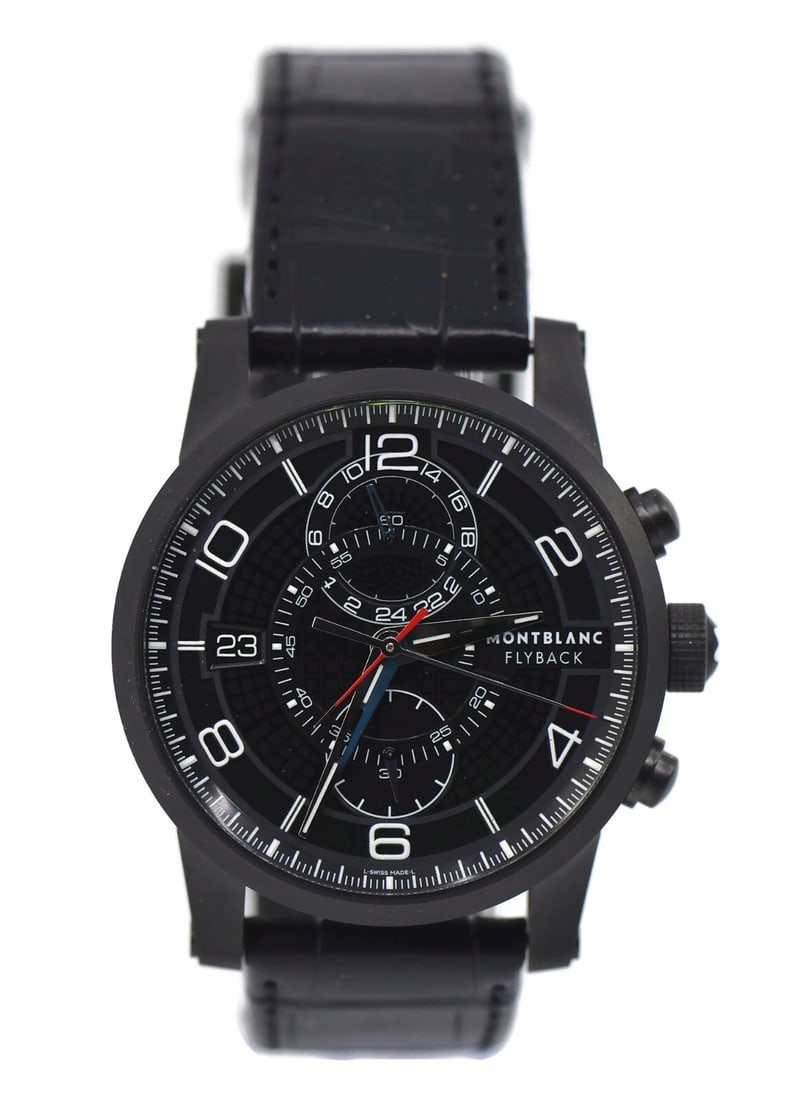 Montblanc Timewalker Chronograph Titanium Watch 106507 with Box and Papers: Montblanc Timewalker Chronograph Titanium Watch 106507 with Box and Papers Experience luxury and precision with the Montblanc Timewalker Chronograph Titanium Watch, model 106507. Crafted from lightwei