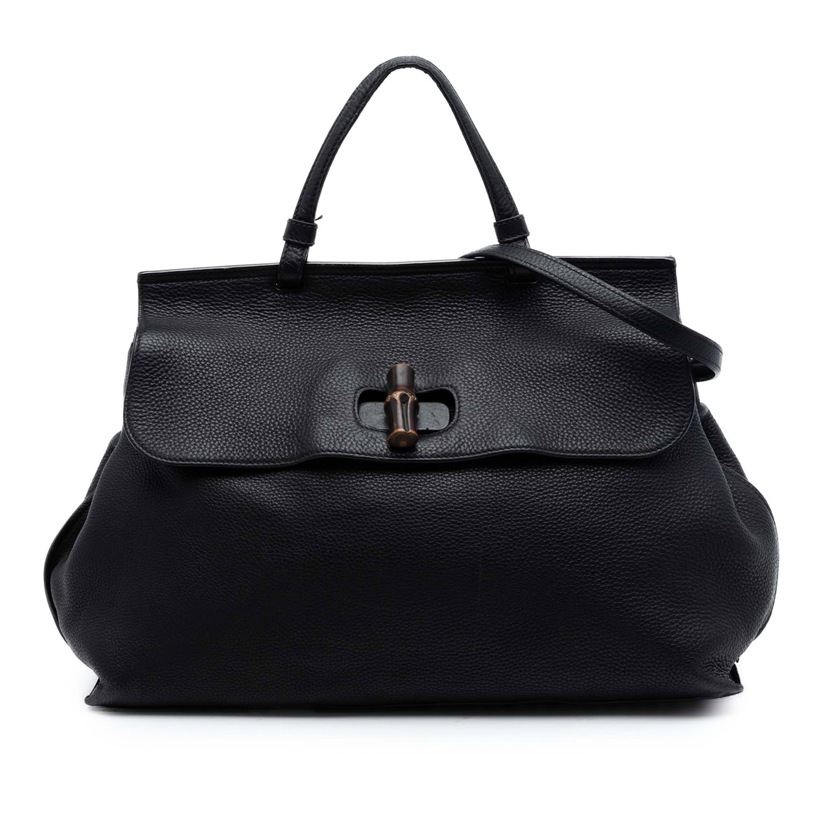 Gucci Bamboo Daily Large Calfskin Leather Satchel Black (1 of 6)