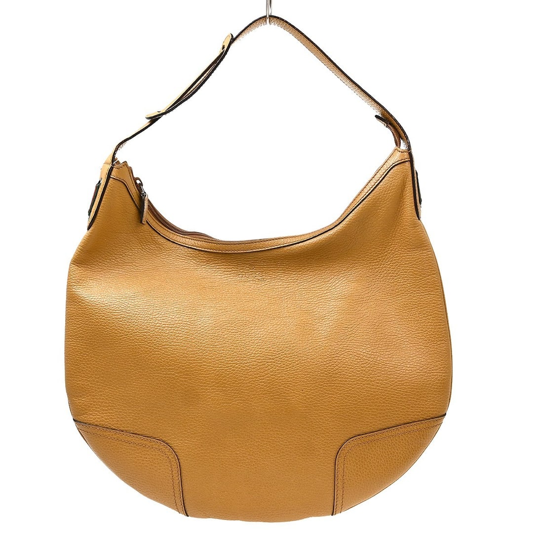 Gucci GG Medium Brown Leather Shoulder Bag with Dust Bag: Gucci GG Medium Brown Leather Shoulder Bag with Dust Bag A vintage Gucci shoulder bag in brown leather with gold-tone hardware and a black leather lining. It features a shoulder strap, one outside poc