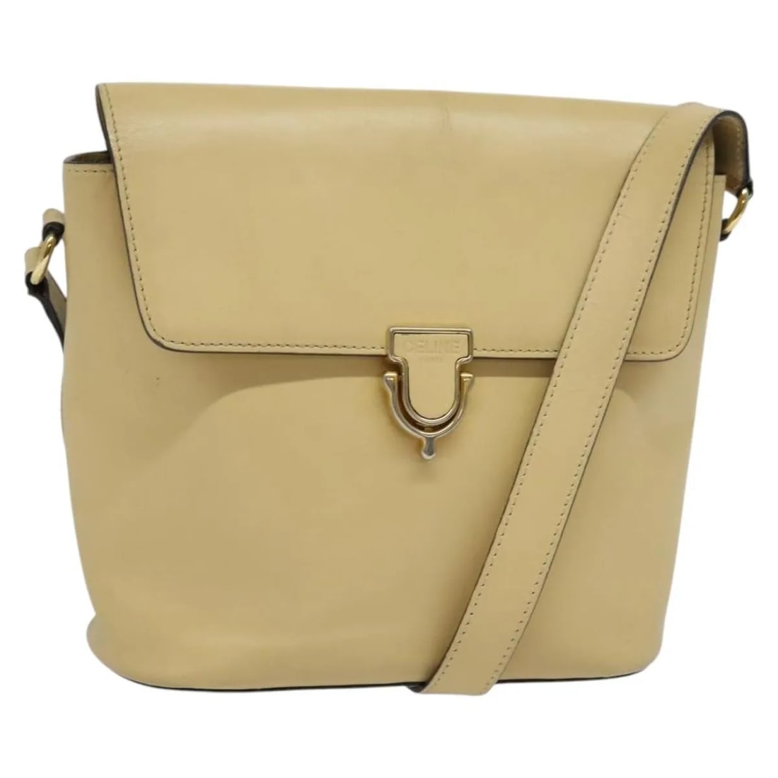 Celine Beige Leather Shoulder Bag 20cm by 16cm by 8cm: Celine Beige Leather Shoulder Bag 20cm by 16cm by 8cm This beige Celine shoulder bag is crafted from leather and designed for female users. It features a compact size with dimensions of 20cm x 16cm x 