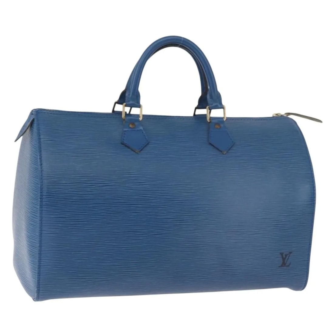 Blue Leather Handbag Louis Vuitton Speedy: Blue Leather Handbag Louis Vuitton Speedy Louis Vuitton Speedy bag in blue leather with a unisex design. Made in France, this piece is presented in very good condition overall, with light signs of wea