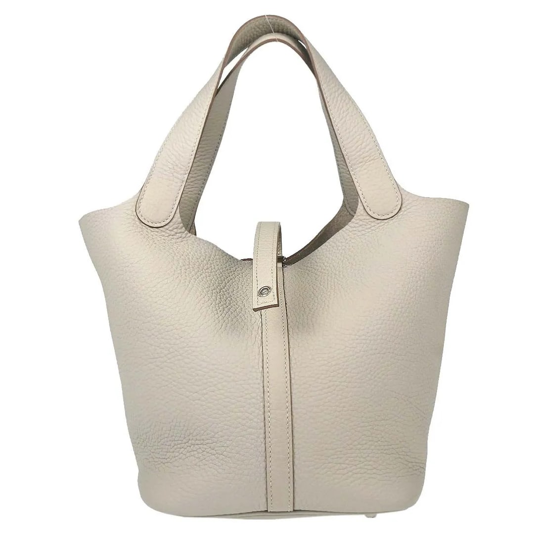 Hermes Picotin Lock leather handbag beige 14cm x 20cm x 18cm: Hermes Picotin Lock leather handbag beige 14cm x 20cm x 18cm Hermes Picotin Lock Clemence handbag for women in beige leather. Made in France, it measures 14 cm x 20 cm x 18 cm and is described as bein