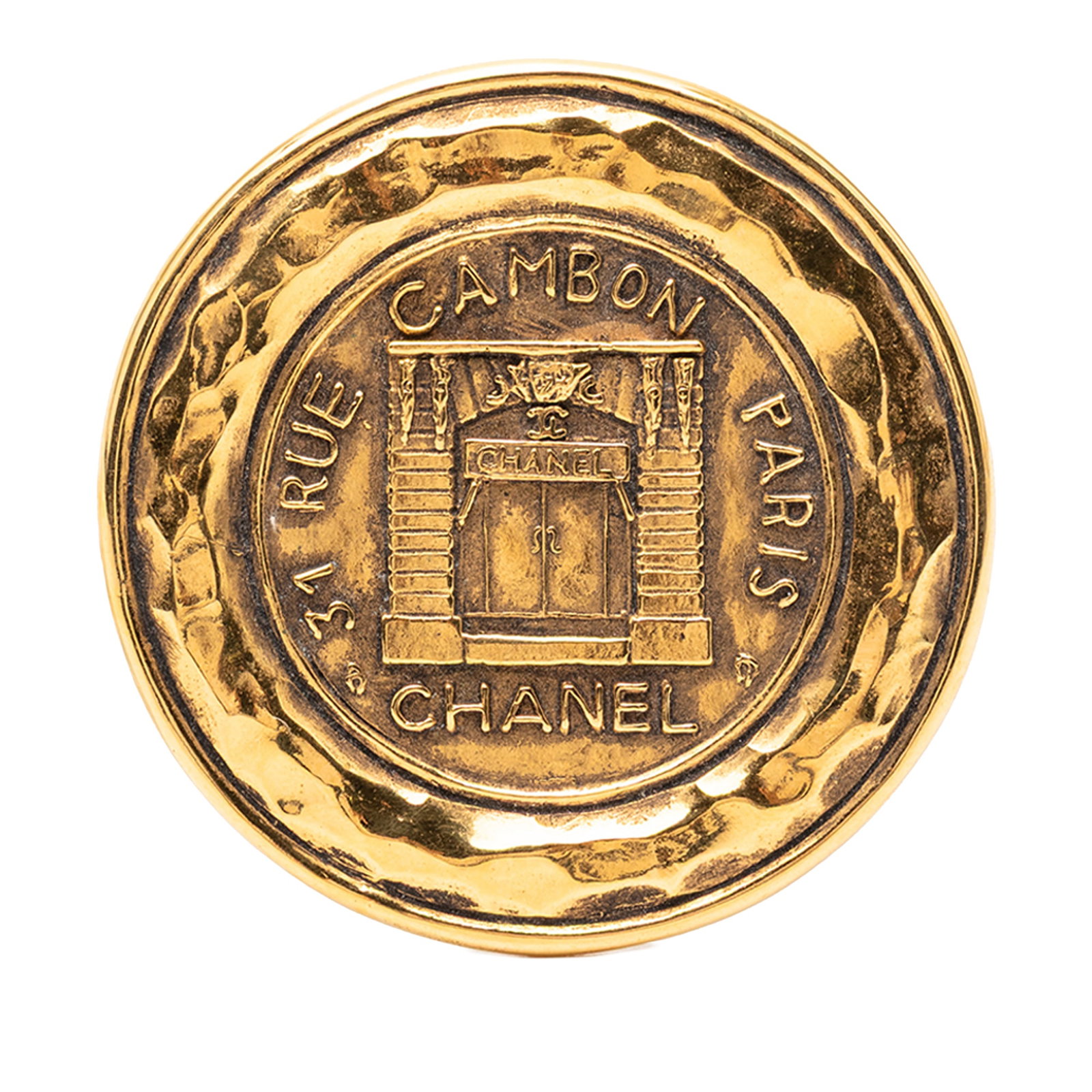 Chanel 31 Rue Cambon Gold Tone Medallion Pin Brooch (1 of 3)