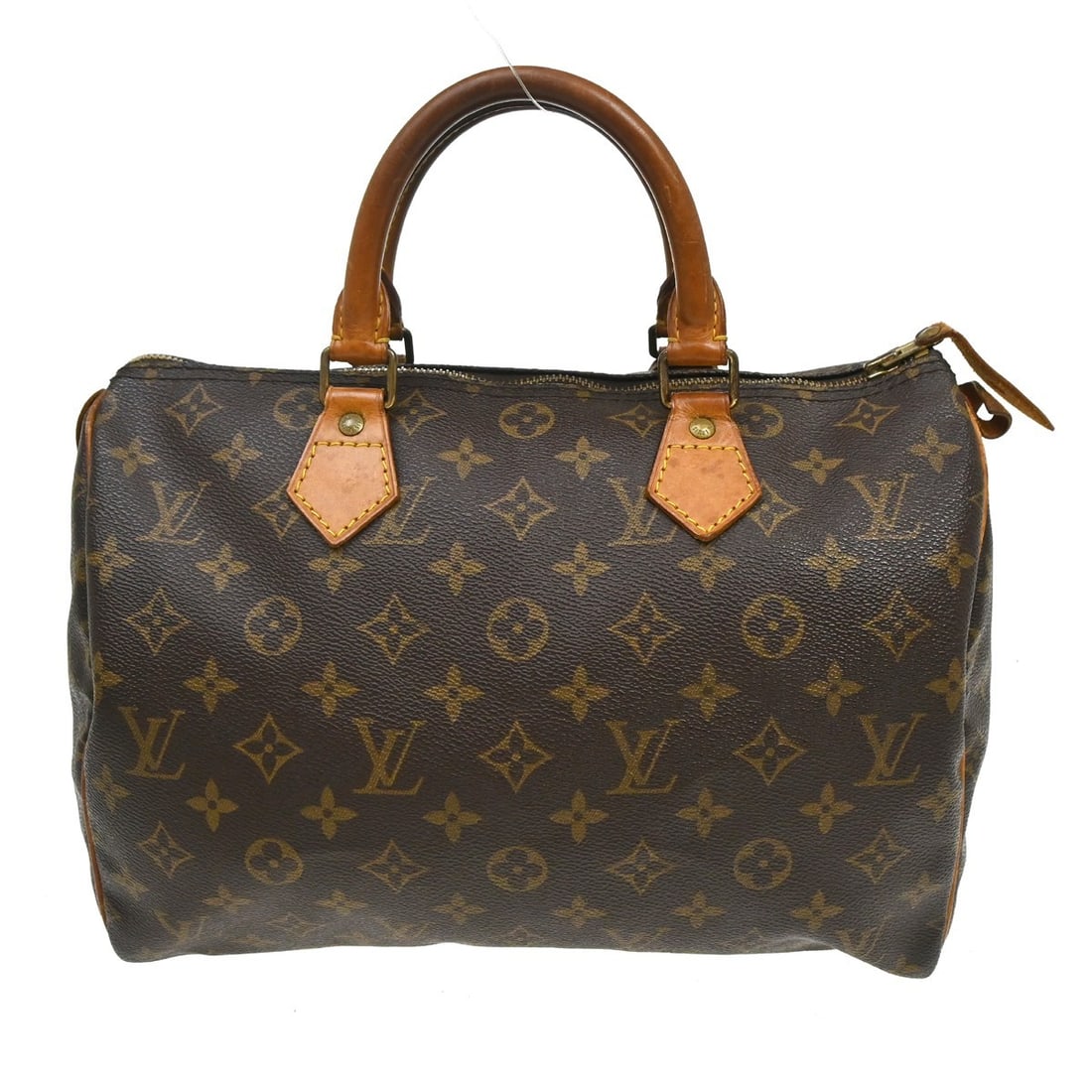 Louis Vuitton Speedy 30 Monogram Canvas Satchel M41526 France: Louis Vuitton Speedy 30 Monogram Canvas Satchel M41526 France Vintage Louis Vuitton Speedy 30 handbag in monogram canvas with leather double handles and a zip closure. This satchel-style top handle ba