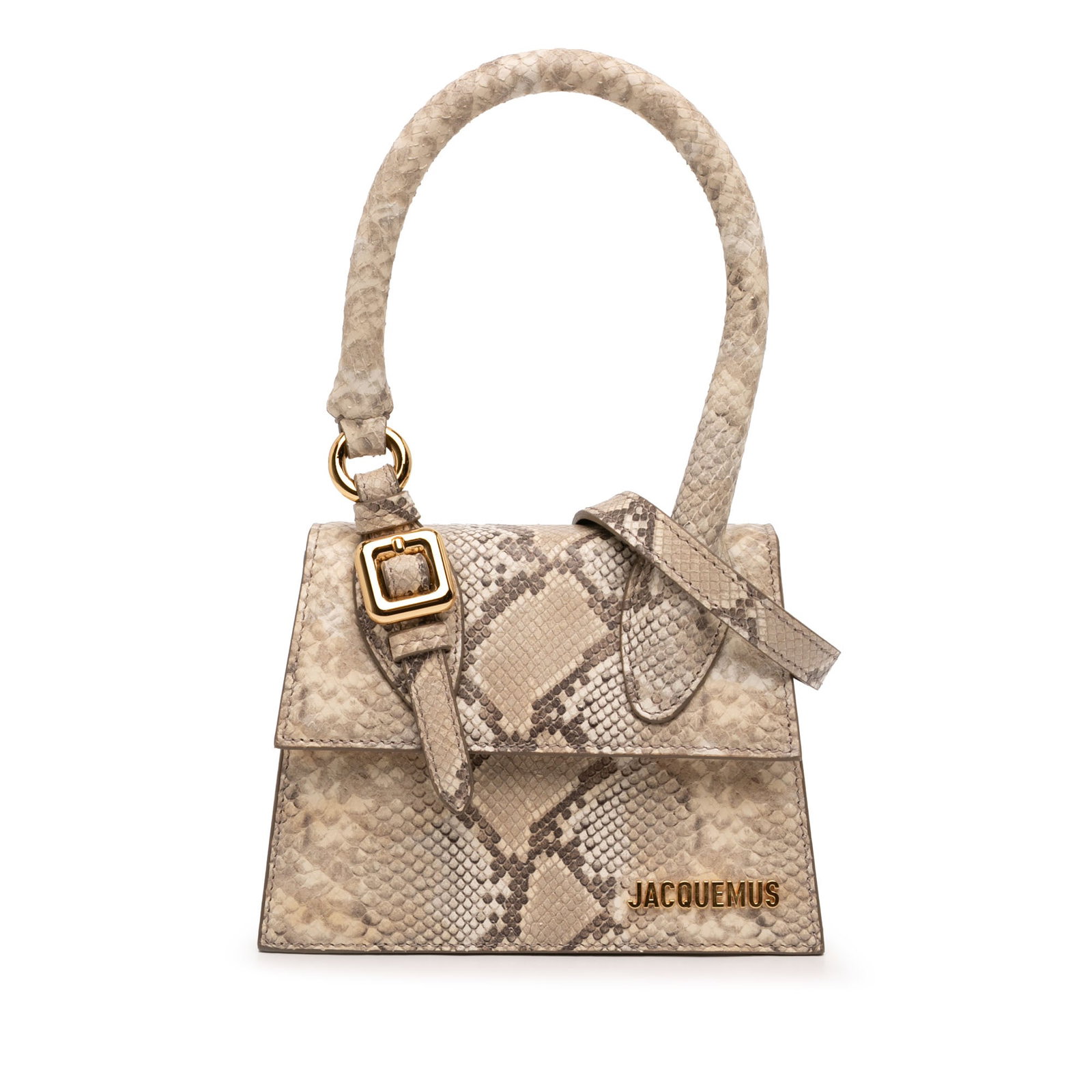 Jacquemus Le Chiquito Moyen Beige Snake Embossed Leather Satchel (1 of 7)