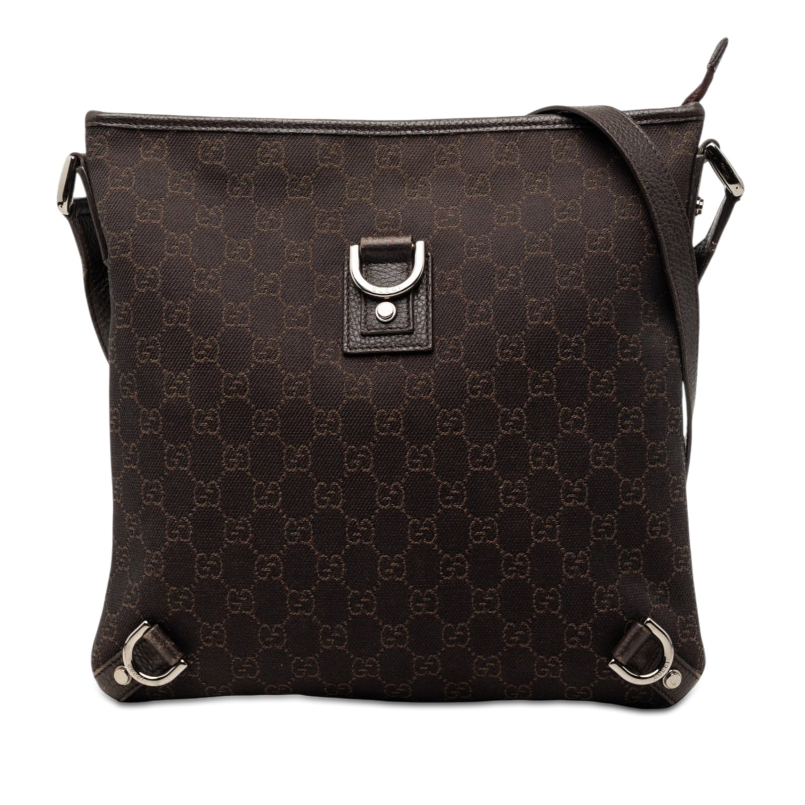 Gucci Abbey D Ring GG Denim Crossbody Bag Brown (1 of 9)