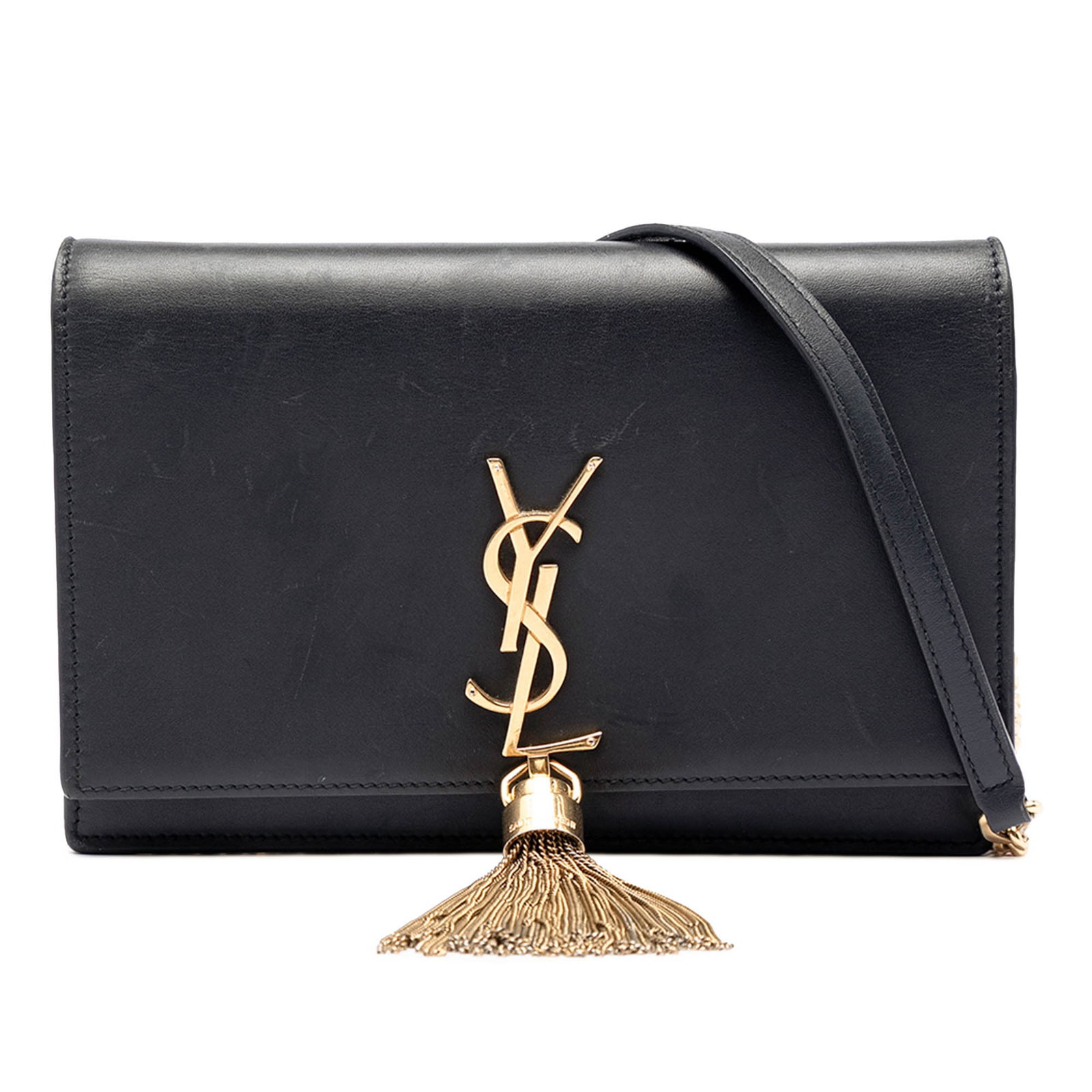Saint Laurent Kate Tassel Chain Wallet in Black Smooth Calfskin (1 of 6)