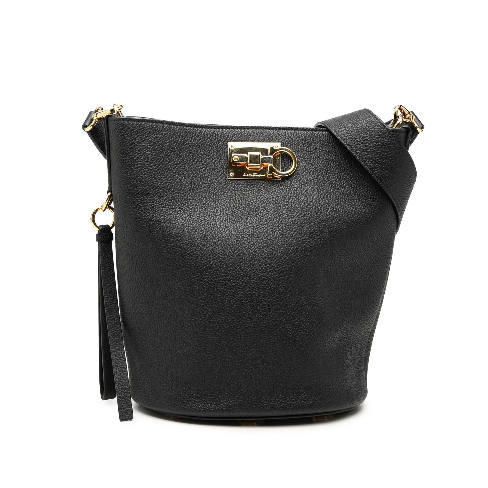 Ferragamo Studio Bucket Bag in Black Grained Calfskin (1 of 7)