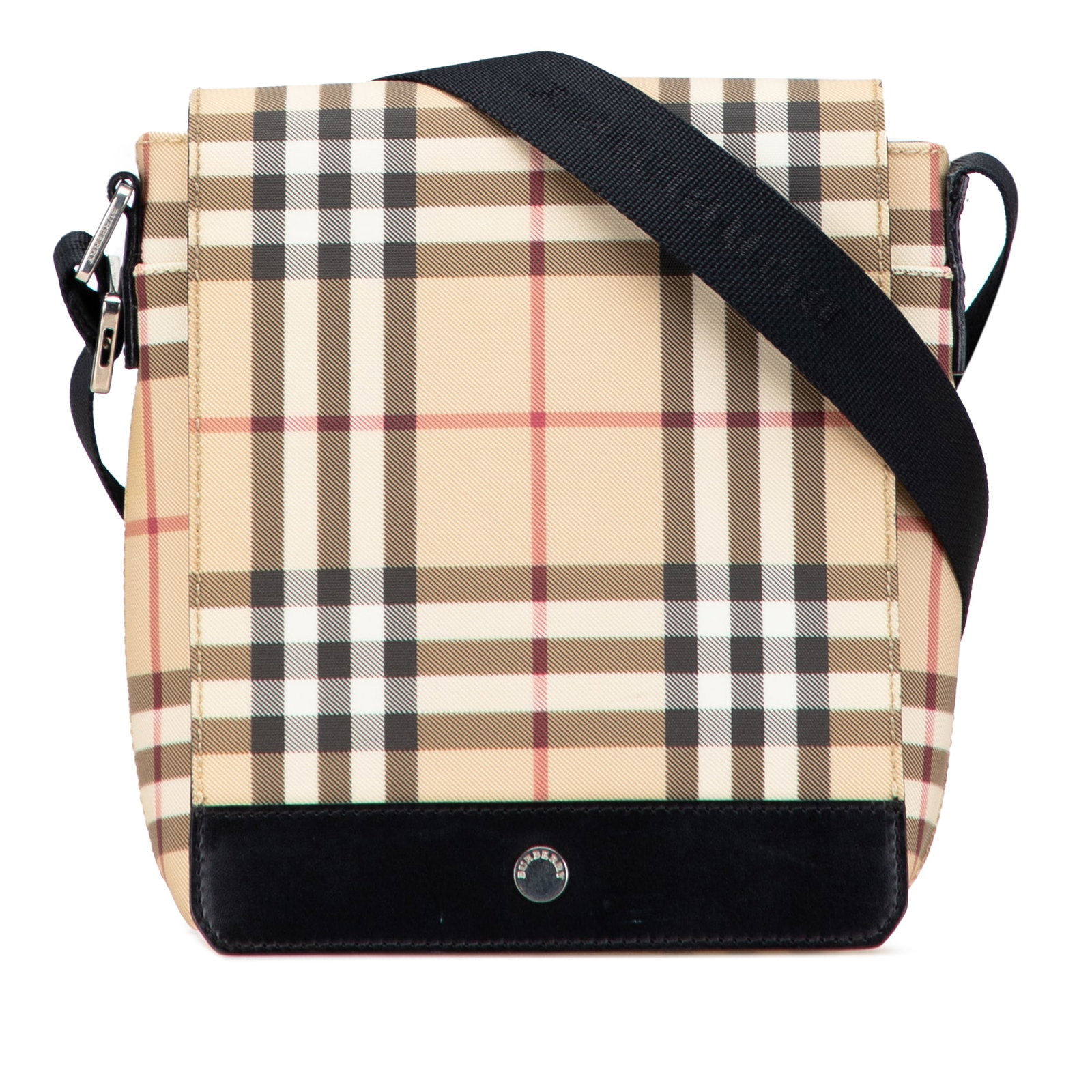 Burberry House Check Canvas Flap Crossbody Bag Italy: Burberry House Check Canvas Flap Crossbody Bag Italy This Burberry House Check Canvas Flap Crossbody bag showcases a classic house check canvas body complemented by leather trim. It features an adjust