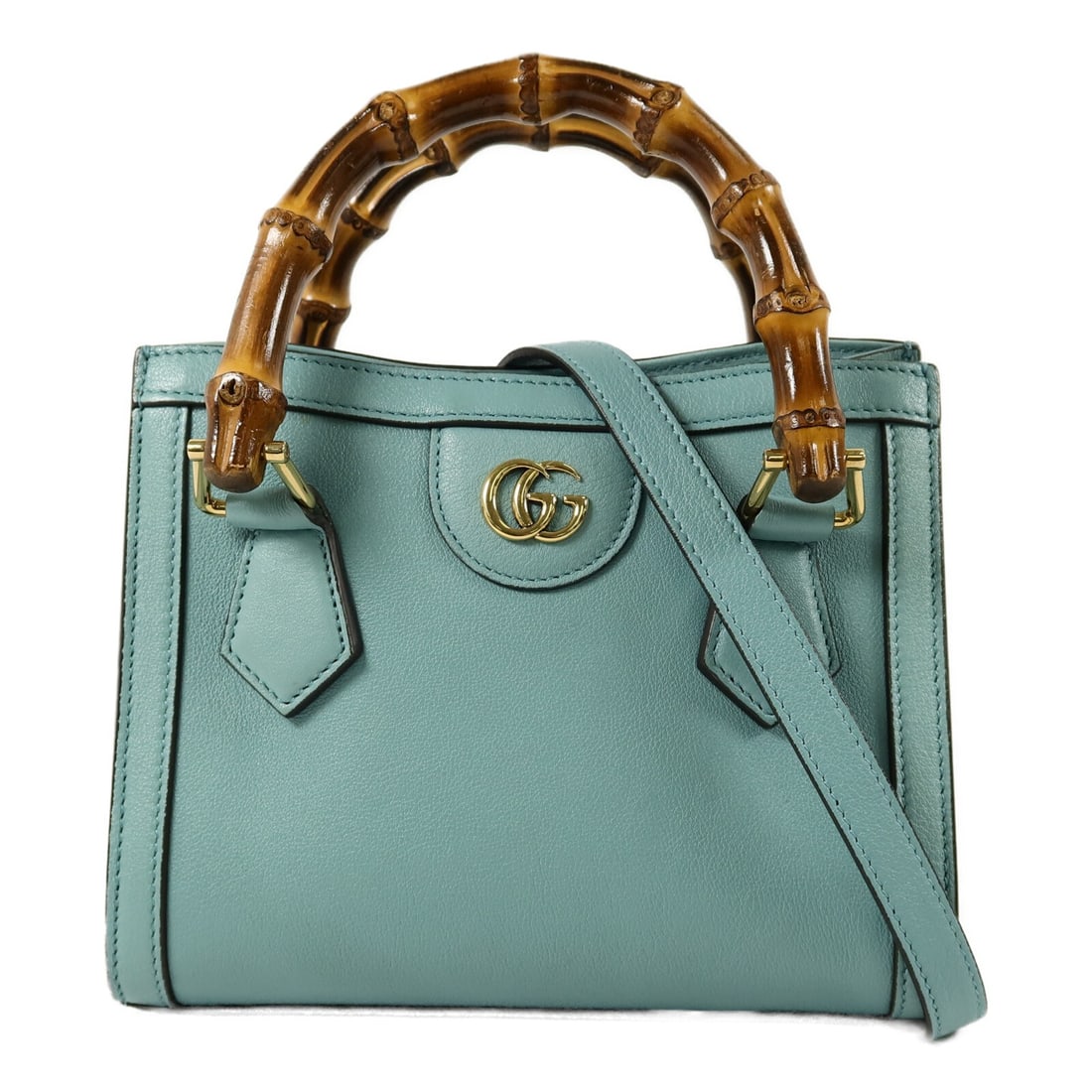 Gucci 655661 GG Mini Diana Blue Calfskin 2 Way Shoulder Bag: Gucci 655661 GG Mini Diana Blue Calfskin 2 Way Shoulder Bag GUCCI GG Mini Diana 2Way Shoulder Bag in blue calfskin (cowhide) leather. This women's regular-size bag is a 2-way shoulder bag with a magne