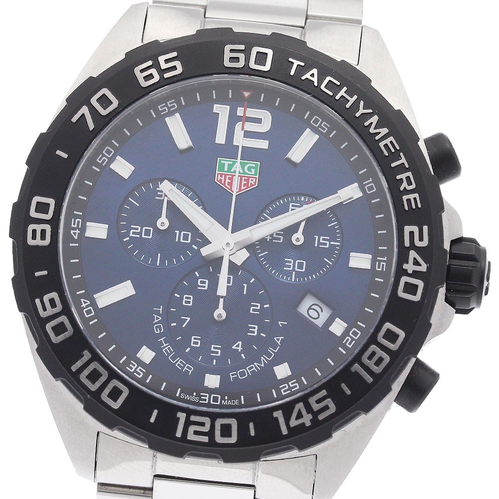 TAG Heuer Formula 1 CAZ101AV mens quartz chronograph watch: TAG Heuer Formula 1 CAZ101AV mens quartz chronograph watch Pre-owned TAG Heuer Formula 1 men's wristwatch, model CAZ101AV, with a quartz movement and blue dial. It features a stainless steel case and