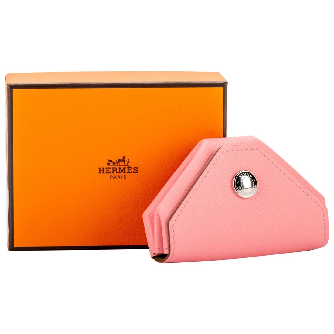 Hermes Verso Coin Case Pink Green Epsom Leather with Box: Hermes Verso Coin Case Pink Green Epsom Leather with Box Introducing the exquisite Hermes Verso Coin Case, a luxurious accessory crafted from fine Epsom leather featuring a stunning pink and green col
