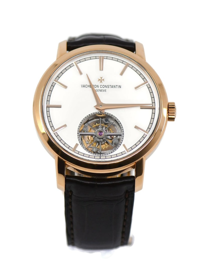 Vacheron Constantin Traditionnelle Tourbillon 18K Rose Gold Watch Ref 6000T: Vacheron Constantin Traditionnelle Tourbillon 18K Rose Gold Watch Ref 6000T This exquisite Vacheron Constantin Traditionnelle Tourbillon watch is a stunning piece crafted from 18K rose gold. Its