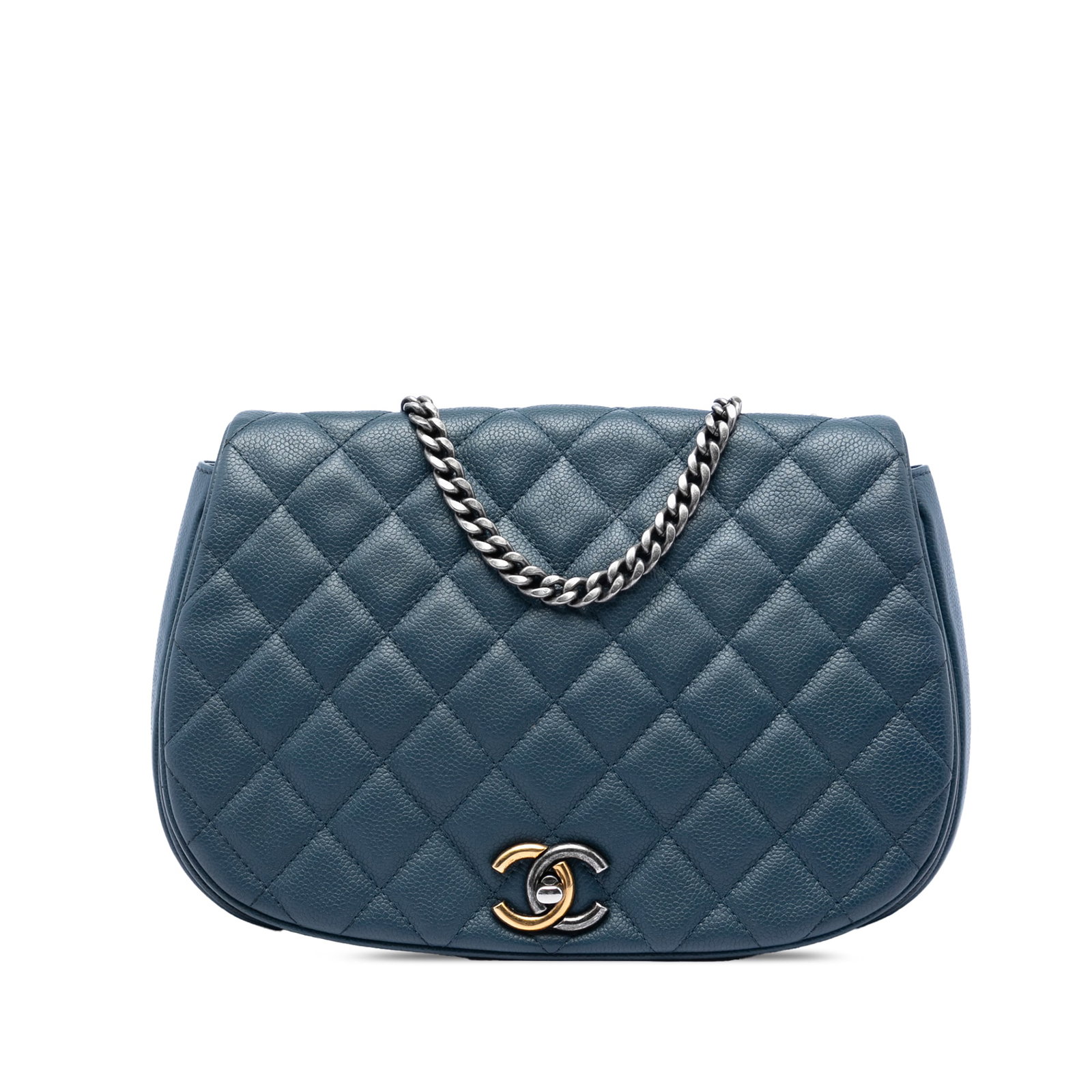 Chanel Casual Pocket Flap Medium Blue Caviar Leather Shoulder Bag: Chanel Casual Pocket Flap Medium Blue Caviar Leather Shoulder Bag Chanel Medium Quilted Caviar Casual Pocket Flap bag in blue leather with a quilted caviar leather body. It features a chain link strap