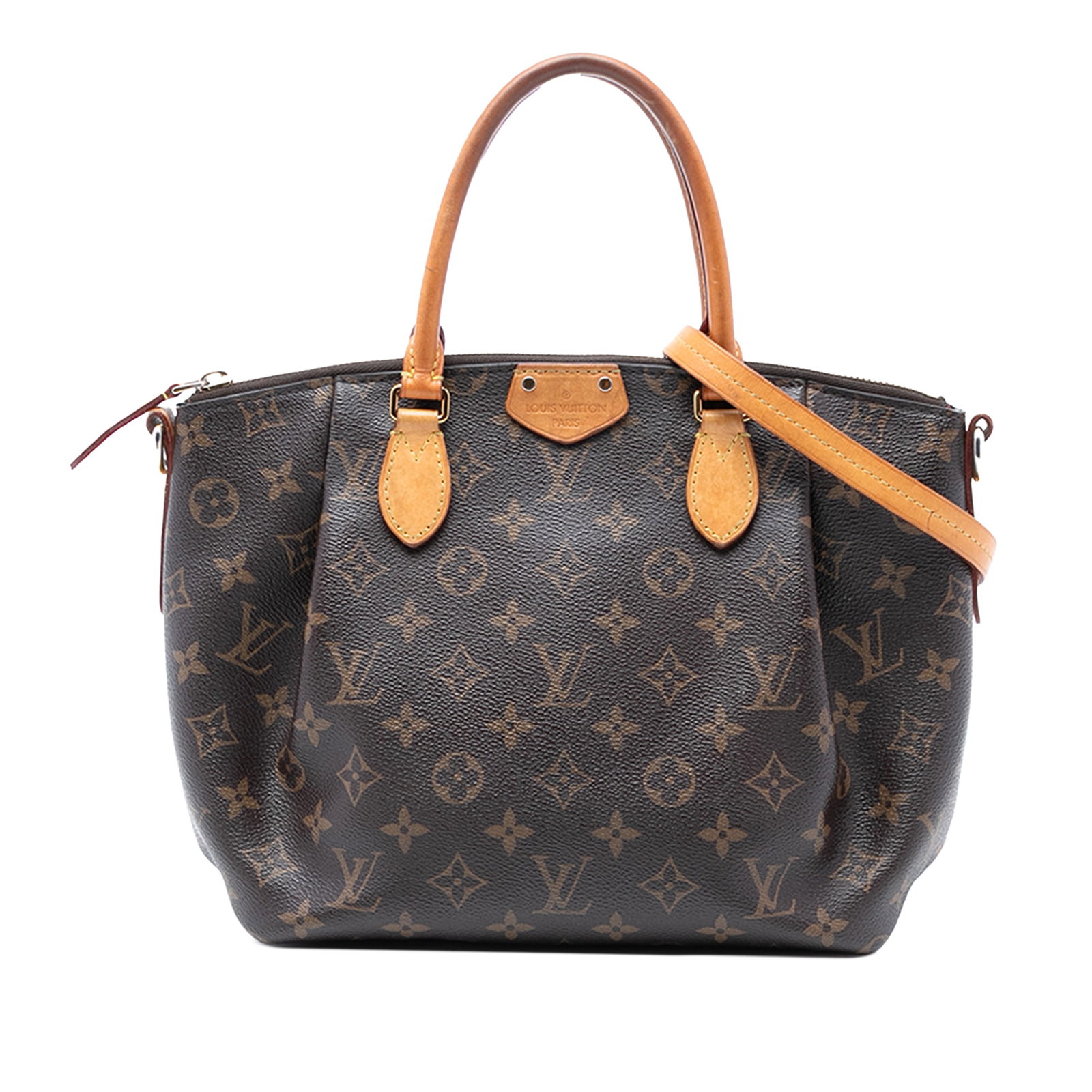 Louis Vuitton Turenne PM Handbag Monogram Canvas with Vachetta Leather Trim: Louis Vuitton Turenne PM Handbag Monogram Canvas with Vachetta Leather Trim The Louis Vuitton Monogram Turenne PM features a signature monogram canvas body with vachetta leather trim and rolled vachet