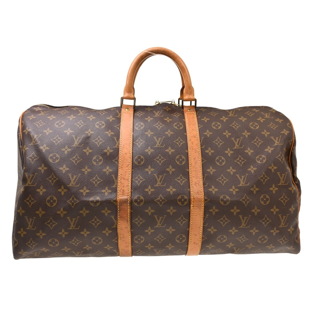 Louis Vuitton Keepall 55 Monogram Canvas Duffle Bag M41424: Louis Vuitton Keepall 55 Monogram Canvas Duffle Bag M41424 Vintage Louis Vuitton Keepall 55 travel handbag in Monogram canvas and leather, designed in a duffle style with a zip closure and double hand