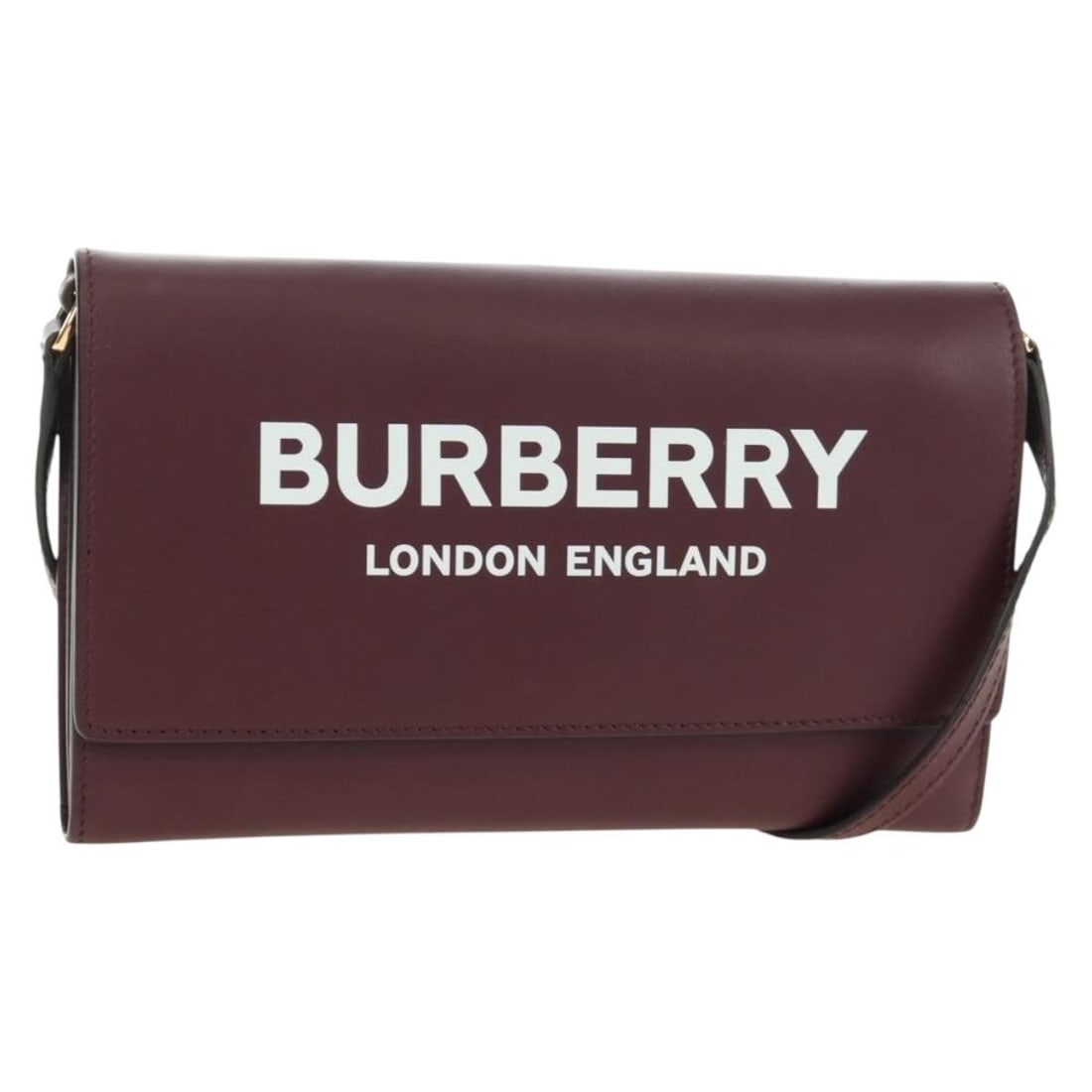 Burberry Everyday Leather Wallet Bordeaux Gold Tone Dust Bag: Burberry Everyday Leather Wallet Bordeaux Gold Tone Dust Bag Burberry Every Day shoulder wallet in Bordeaux and gold, made of leather. It comes with a dust bag and was made in Italy. The item is in A 