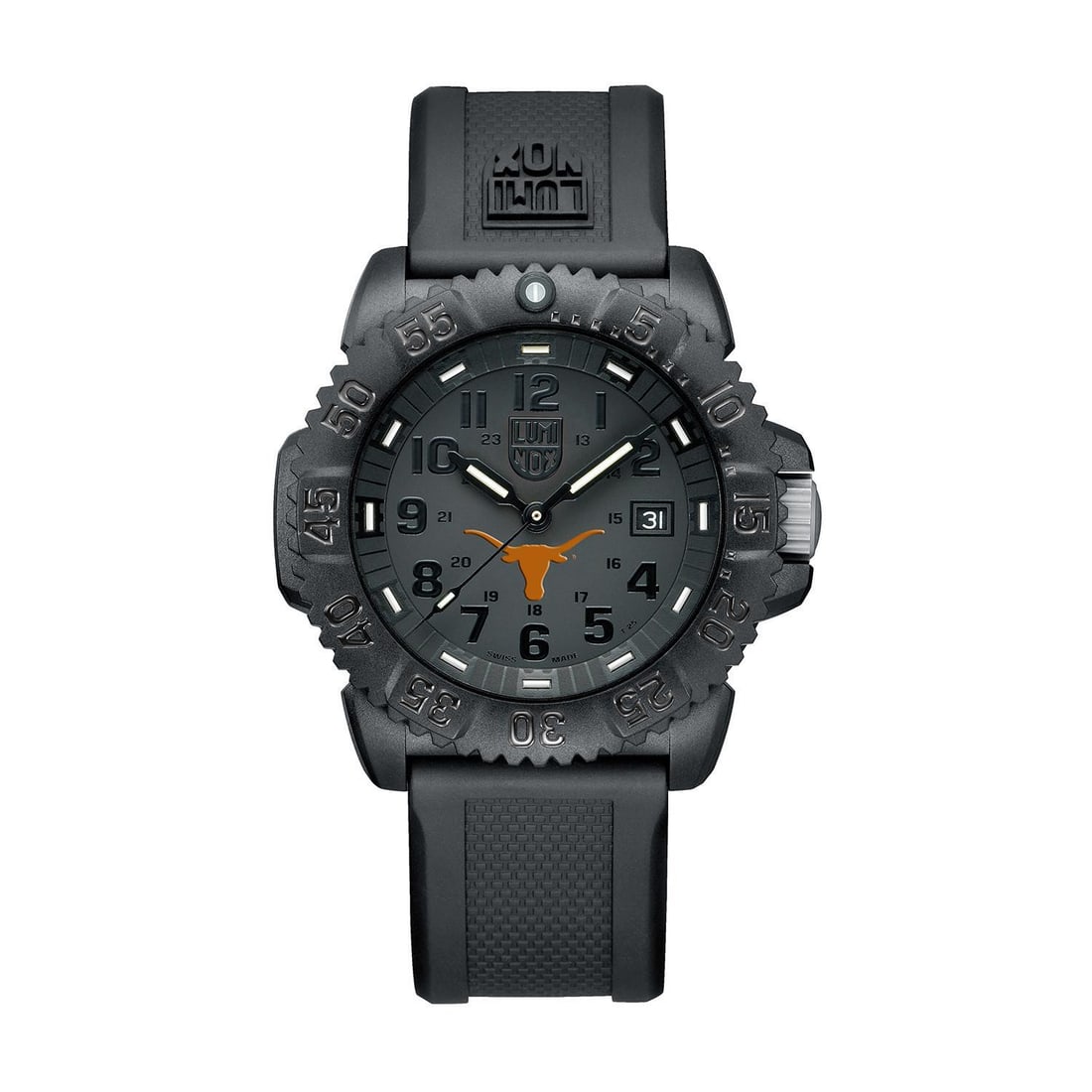 Luminox Navy SEAL Colormark 44mm Black Quartz Diver Watch XS.3051.BO.UT: Luminox Navy SEAL Colormark 44mm Black Quartz Diver Watch XS.3051.BO.UT This Luminox Colormark wristwatch combines functionality and style, perfect for diving and military use. Featuring a sleek black