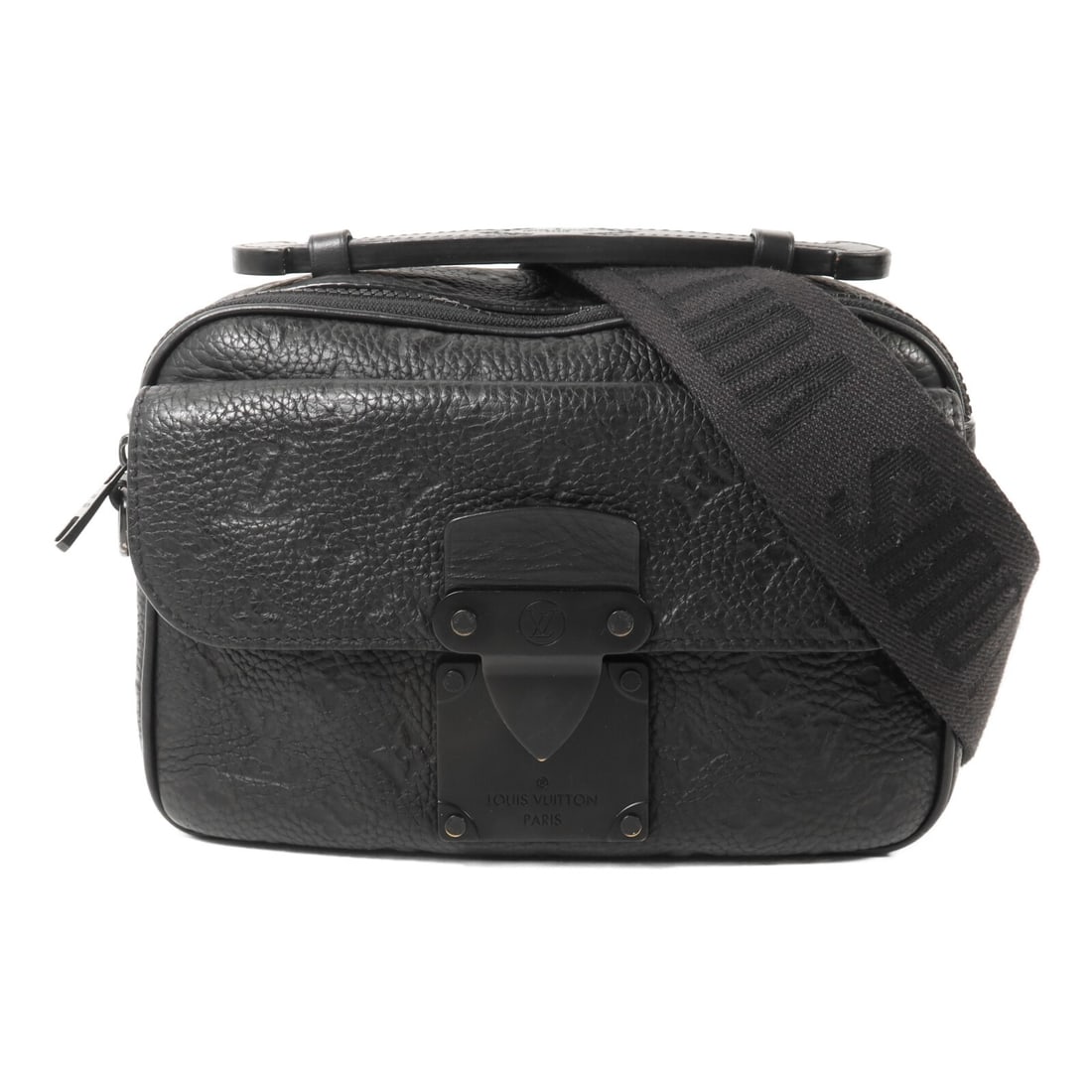 Louis Vuitton M58489 LV S Lock Taurillon Leather Shoulder Bag Black: Louis Vuitton M58489 LV S Lock Taurillon Leather Shoulder Bag Black Louis Vuitton LV S Lock Shoulder Bag, model M58489, in BlackxBlack. It is made from Monogram / Taurillon Clemence leather and calfsk