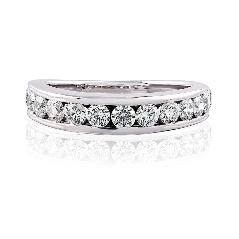 Wedding Band 18K White Gold Round Diamond Channel Set Ring 1.12cttw (1 of 7)